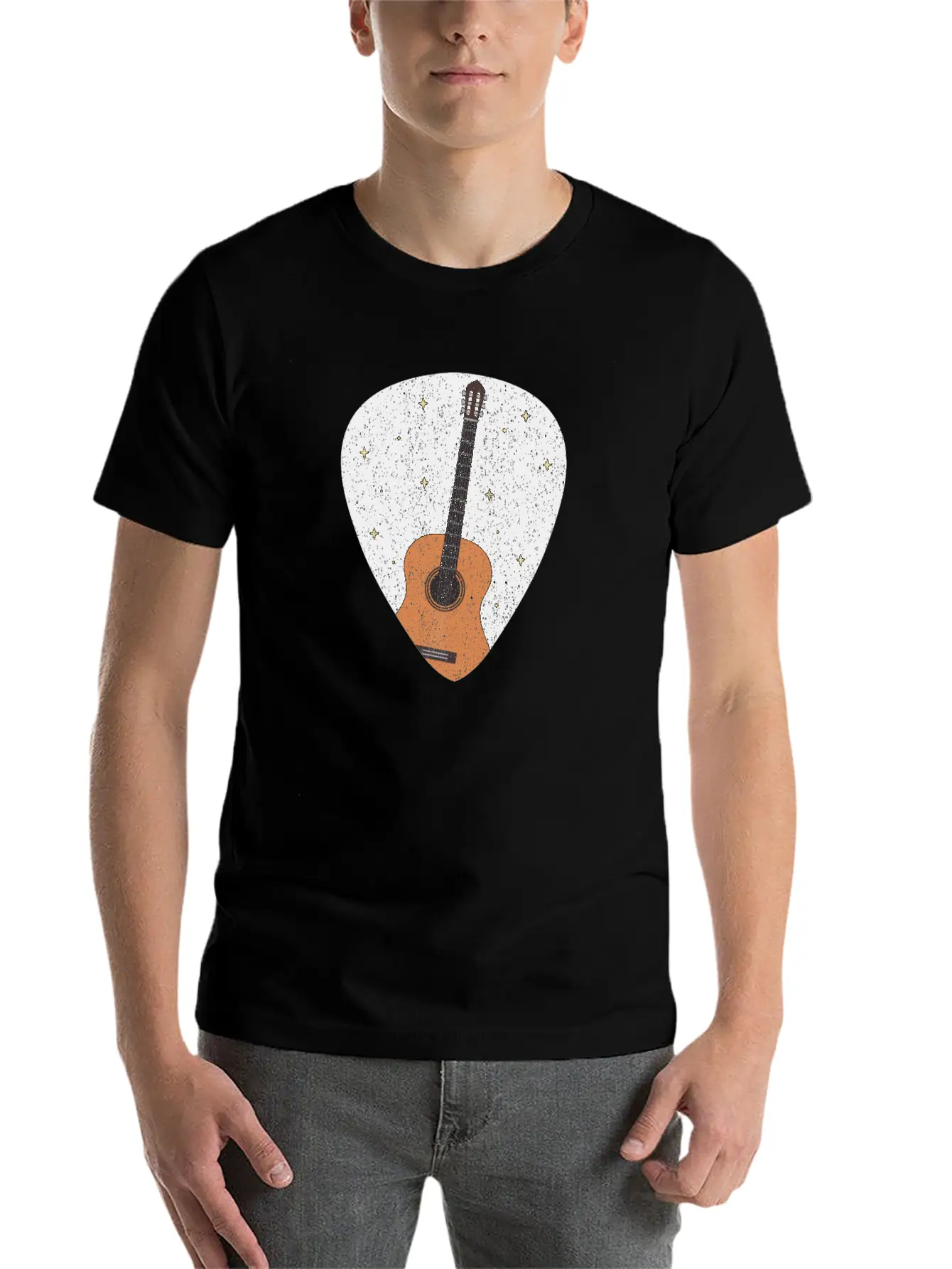 Vintage Music Guitar Pick String Instrument Gift Essential Cotton Tee For Daily Outfits ¨C Unisex Style