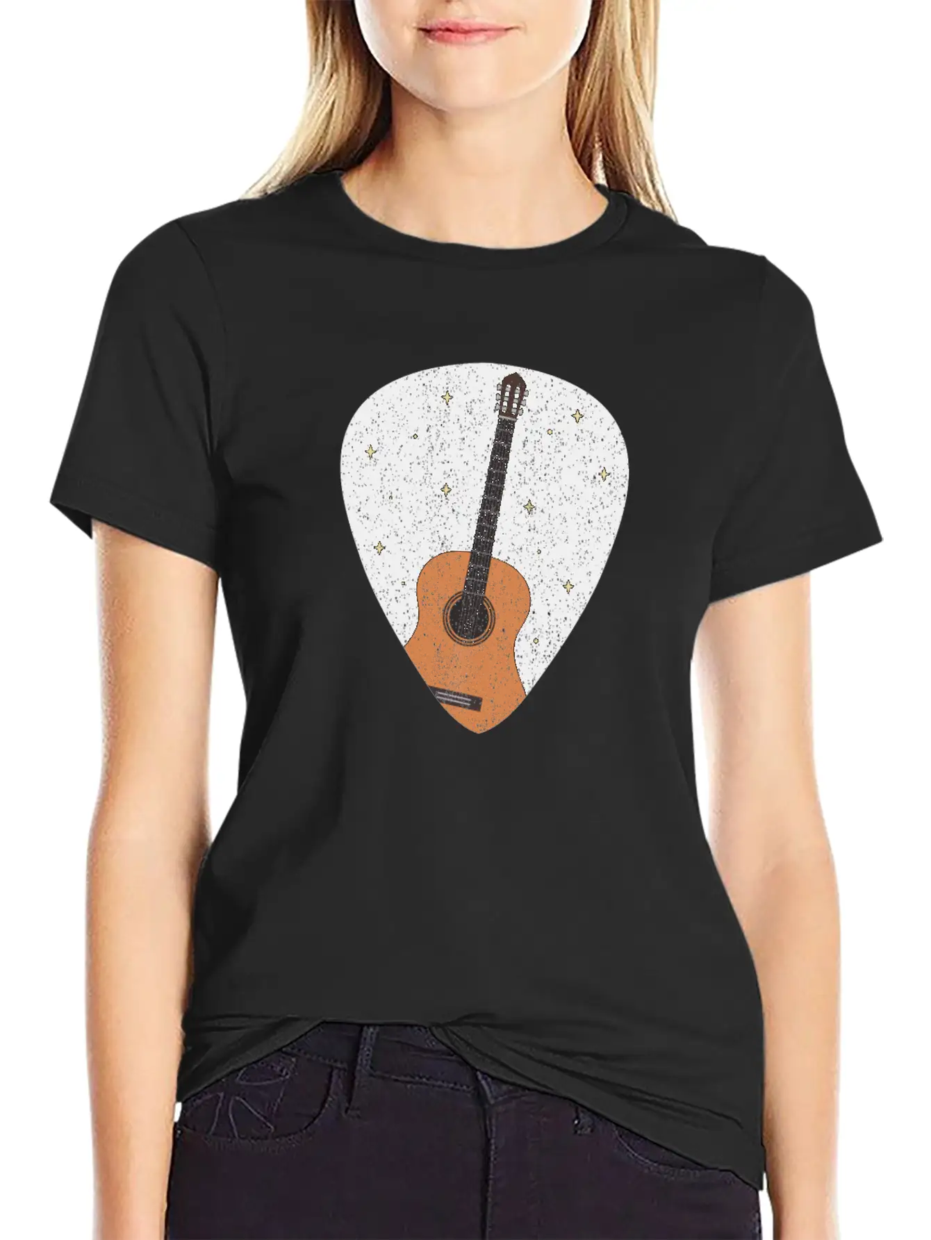 Vintage Music Guitar Pick String Instrument Gift Essential Cotton Tee For Daily Outfits ¨C Unisex Style