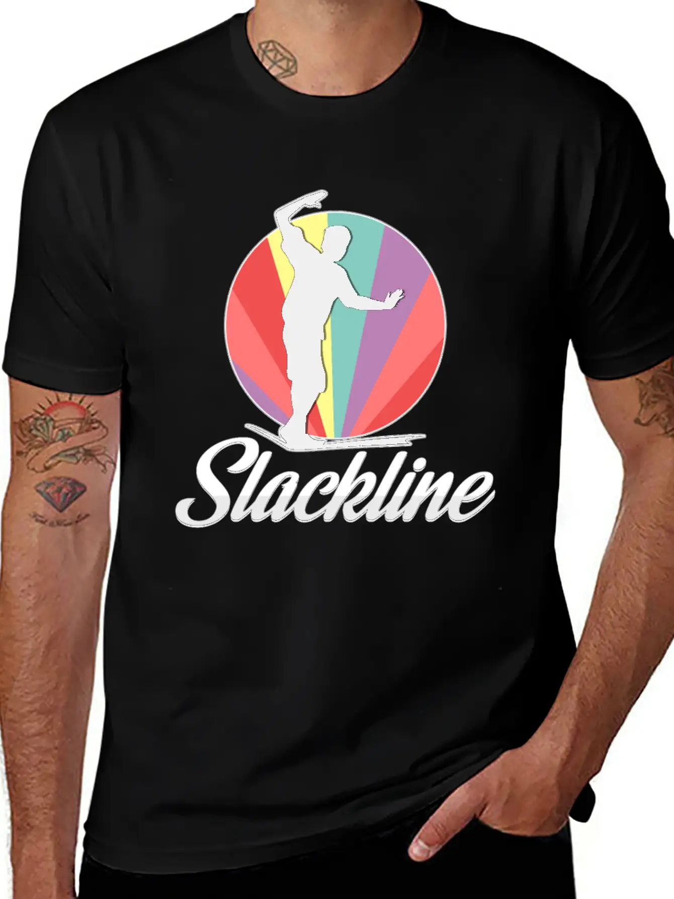 Vintage Retro Used Look Slackline Balancing Idea Unisex Casual T-Shirt ¨C Clean Design For Daily Comfort
