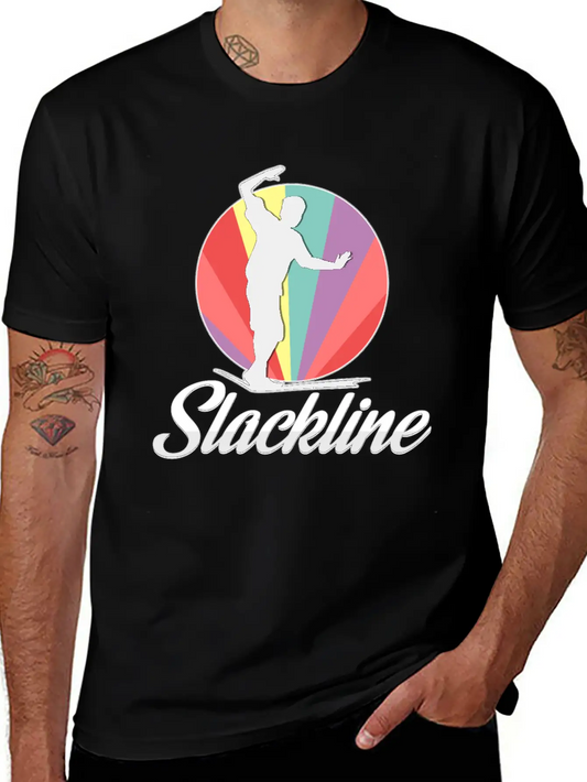 Vintage Retro Used Look Slackline Balancing Idea Unisex Casual T-Shirt ¨C Clean Design For Daily Comfort
