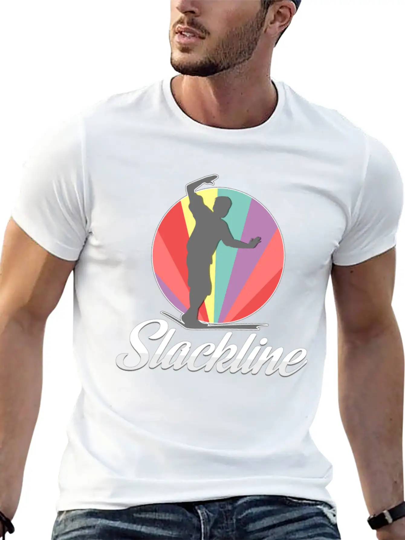 Vintage Retro Used Look Slackline Balancing Idea Unisex Casual T-Shirt ¨C Clean Design For Daily Comfort