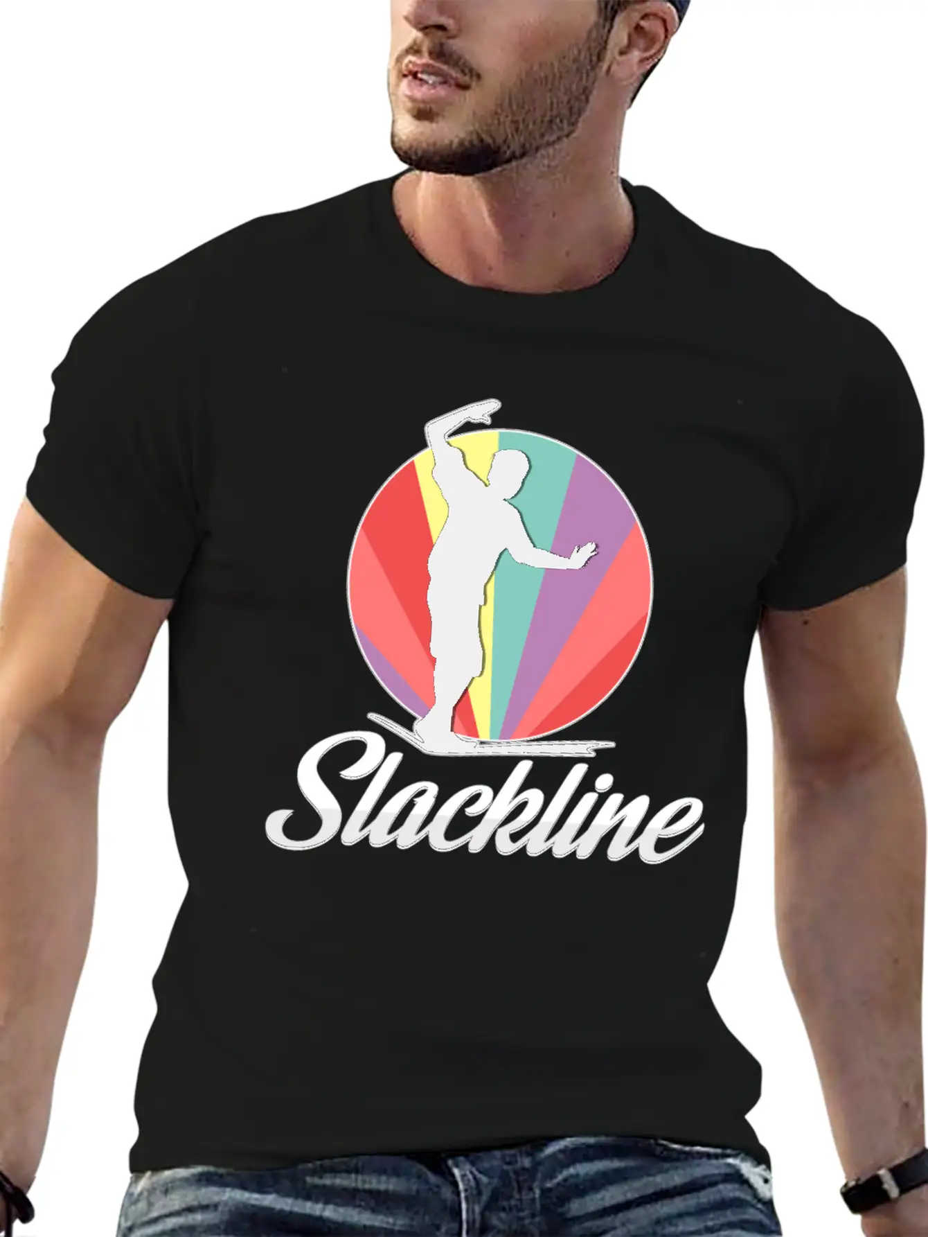 Vintage Retro Used Look Slackline Balancing Idea Unisex Casual T-Shirt ¨C Clean Design For Daily Comfort