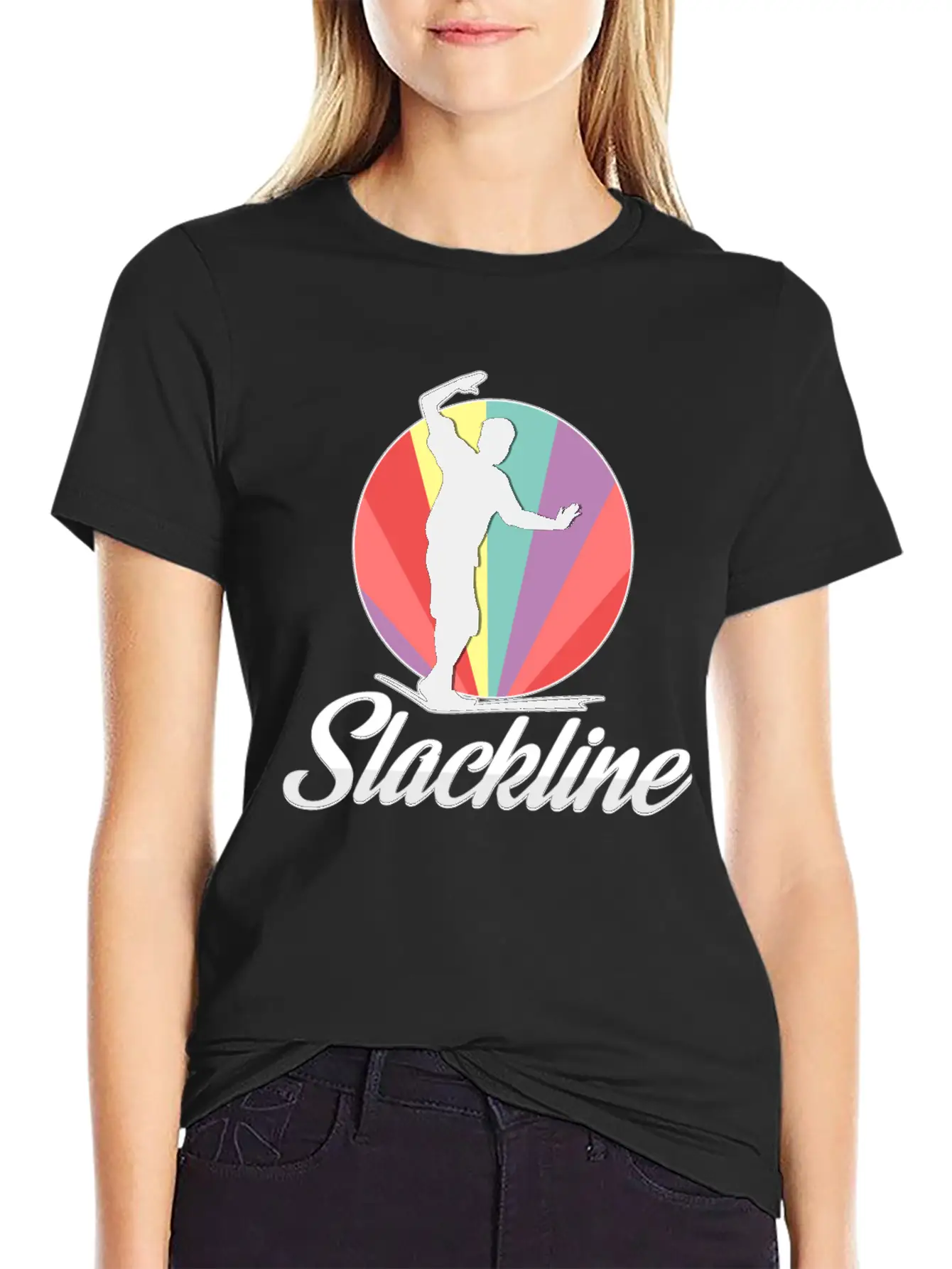 Vintage Retro Used Look Slackline Balancing Idea Unisex Casual T-Shirt ¨C Clean Design For Daily Comfort