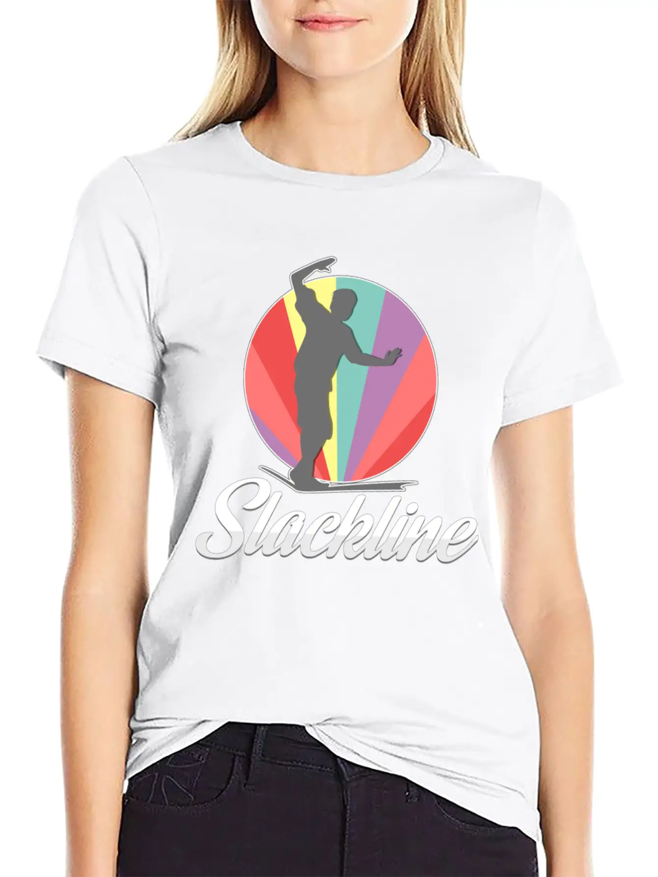 Vintage Retro Used Look Slackline Balancing Idea Unisex Casual T-Shirt ¨C Clean Design For Daily Comfort