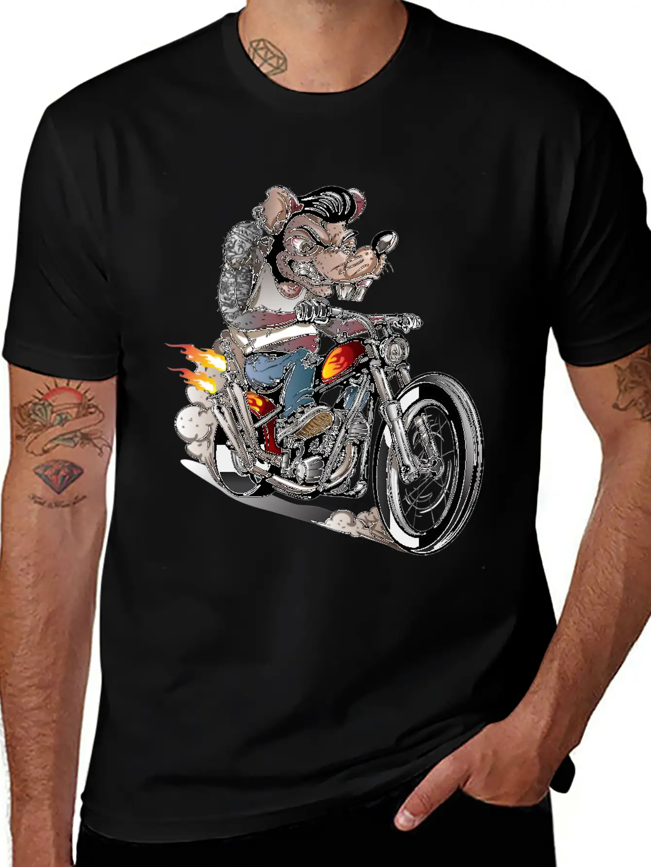 Vintage Rockabilly Skulls Riding Basic Graphic T-Shirt ¨C Daily Comfort In Soft Cotton