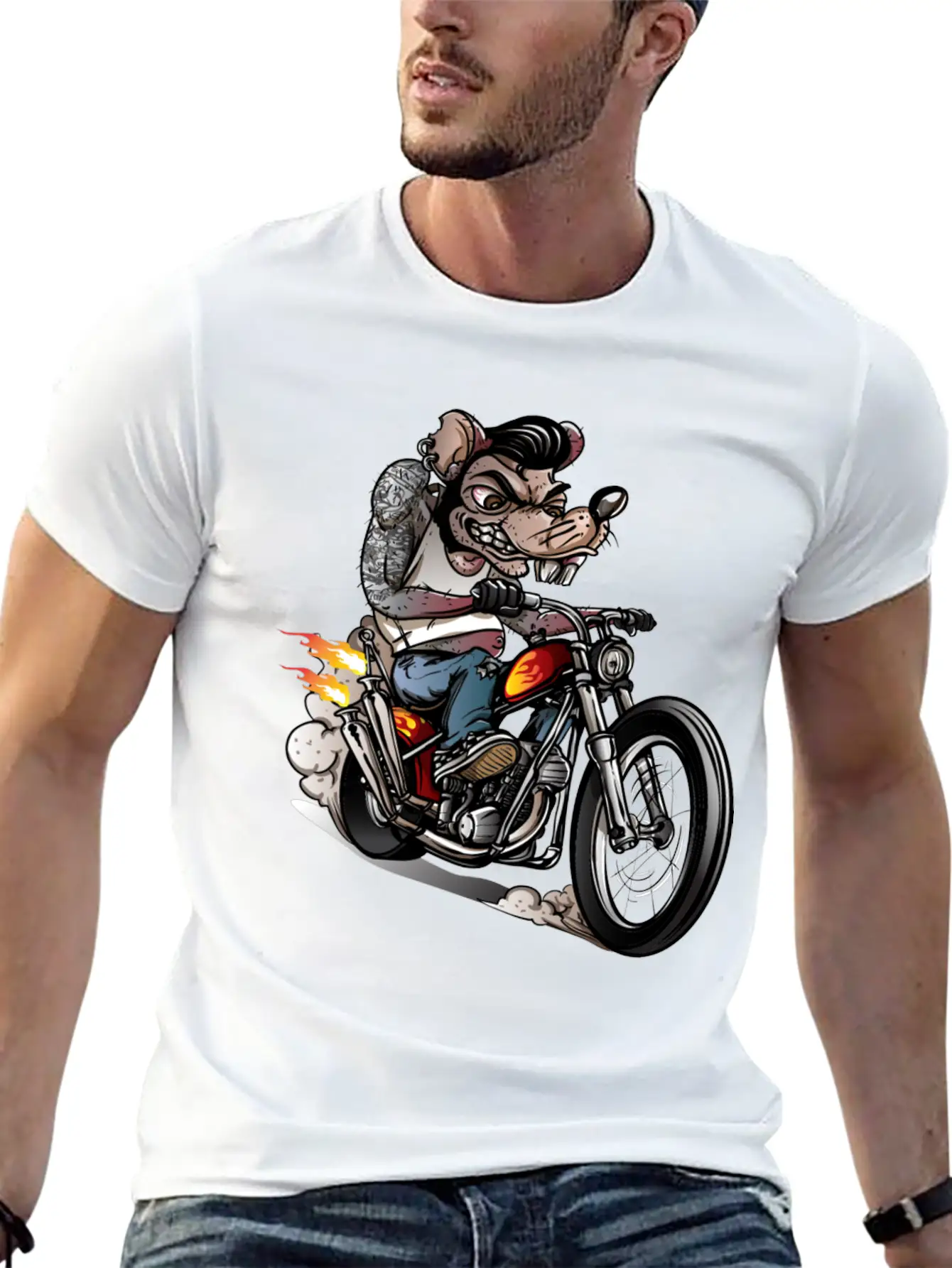 Vintage Rockabilly Skulls Riding Basic Graphic T-Shirt ¨C Daily Comfort In Soft Cotton