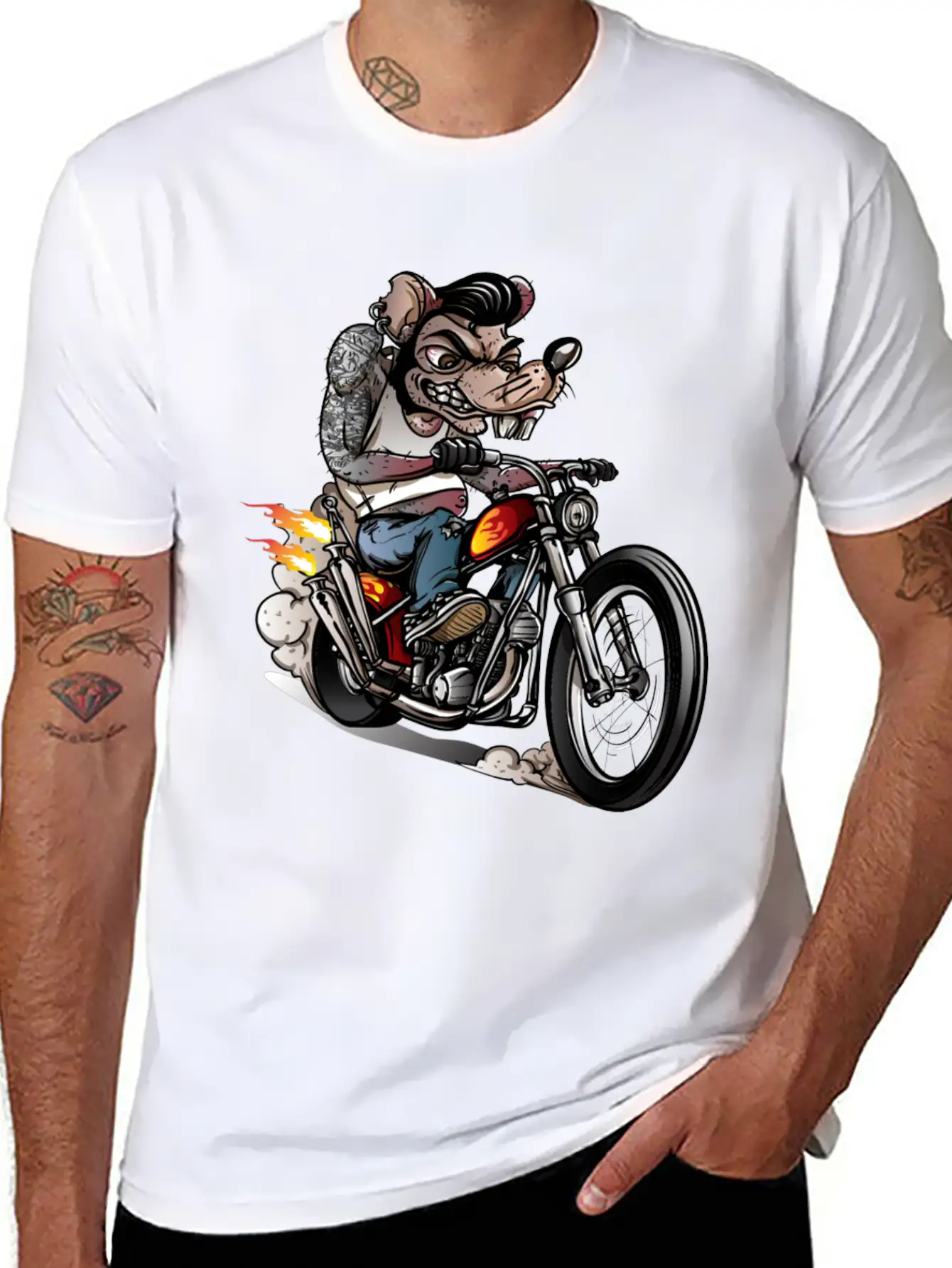 Vintage Rockabilly Skulls Riding Basic Graphic T-Shirt ¨C Daily Comfort In Soft Cotton