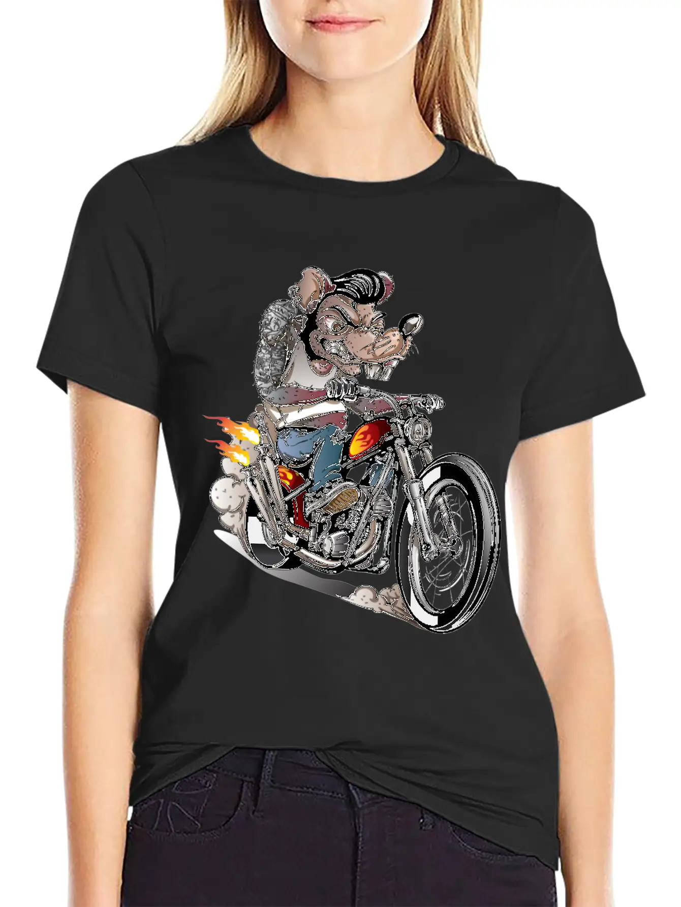 Vintage Rockabilly Skulls Riding Basic Graphic T-Shirt ¨C Daily Comfort In Soft Cotton