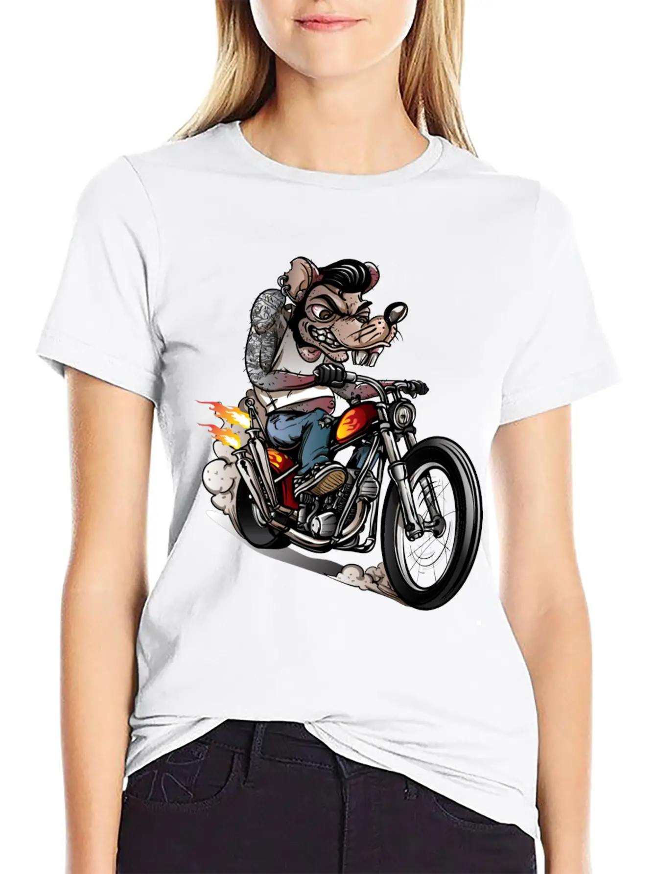 Vintage Rockabilly Skulls Riding Basic Graphic T-Shirt ¨C Daily Comfort In Soft Cotton