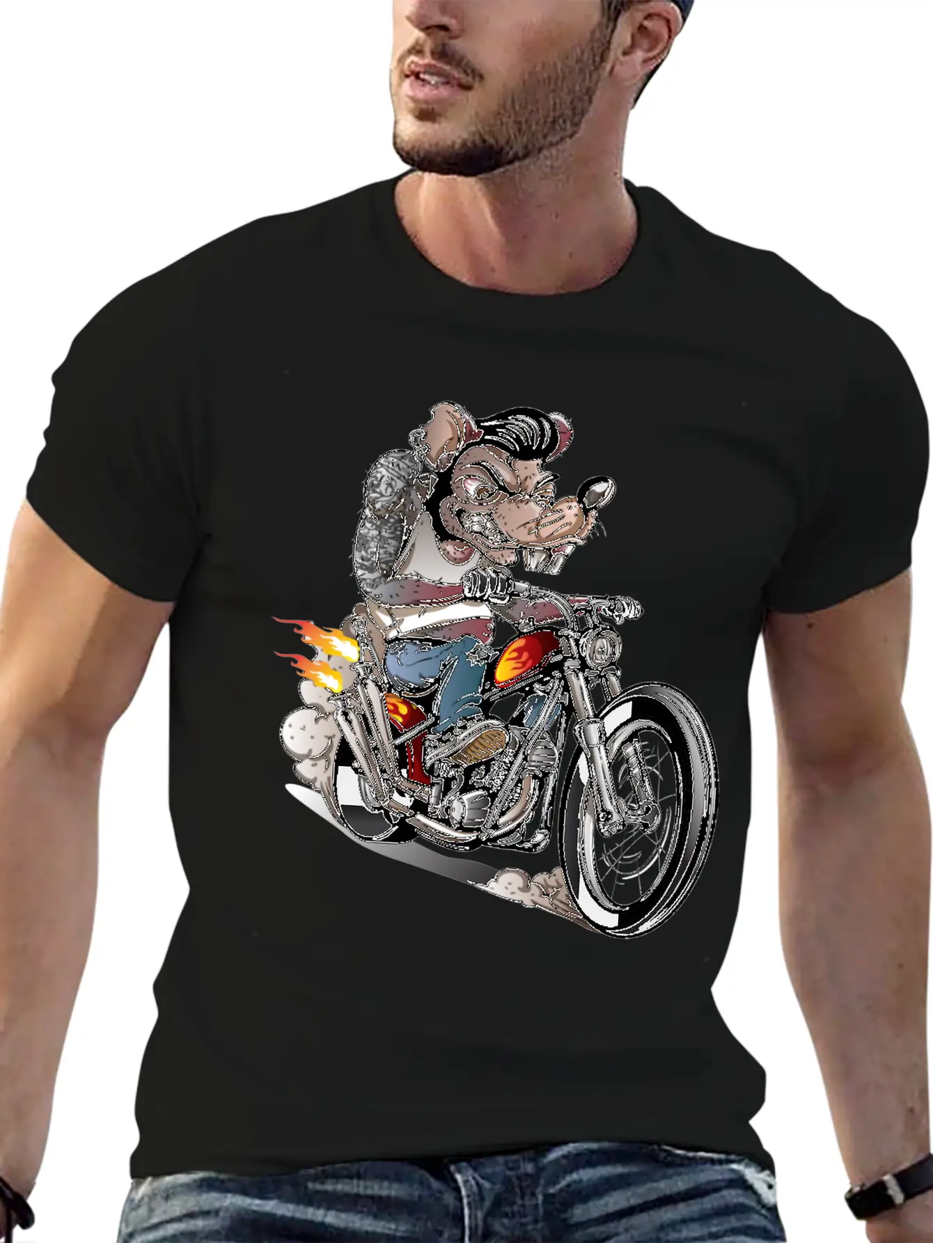 Vintage Rockabilly Skulls Riding Basic Graphic T-Shirt ¨C Daily Comfort In Soft Cotton