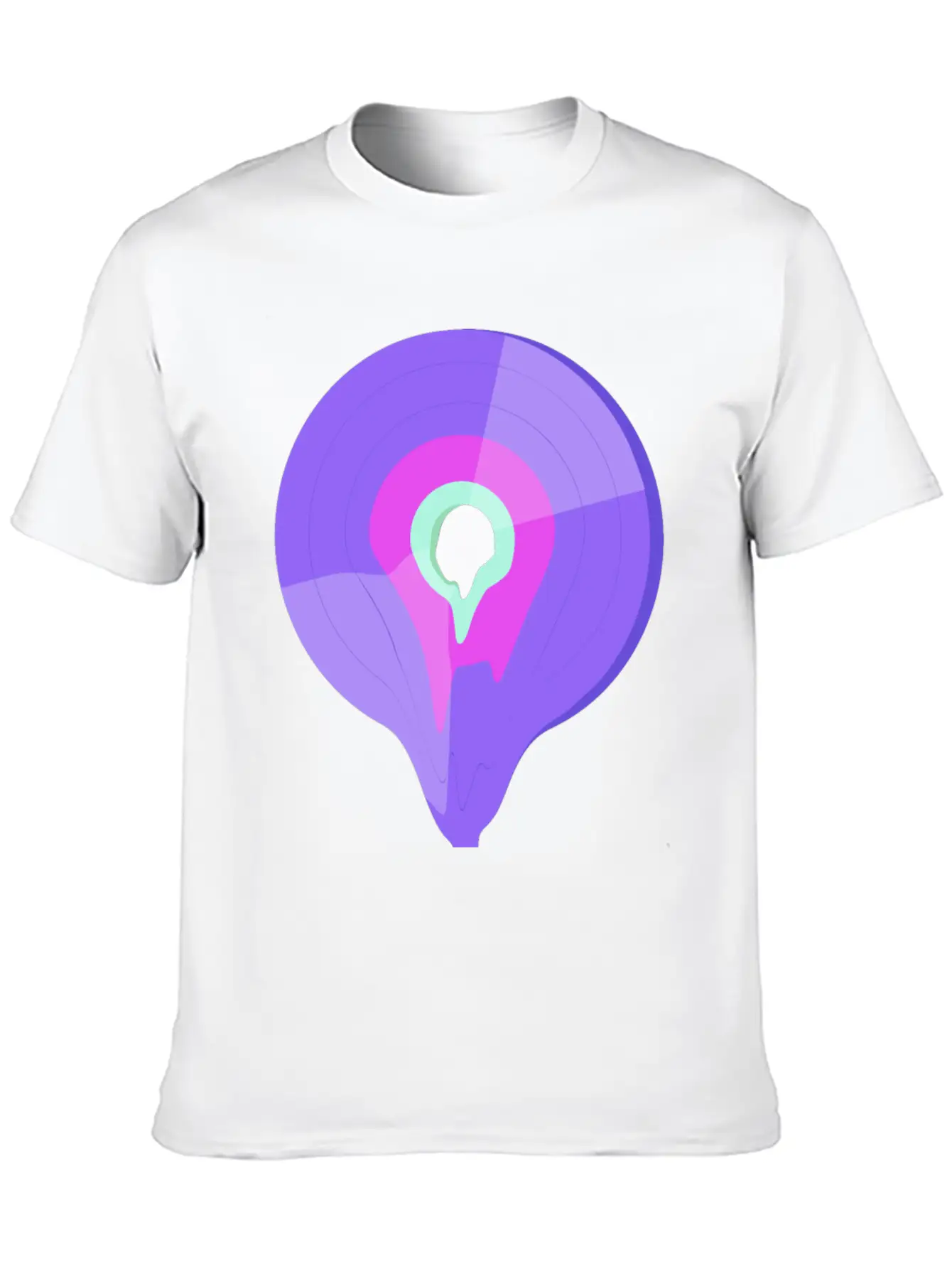 Vinyl Record Retro Melting Lila Pink Green Essential Cotton Tee For Daily Outfits ¨C Unisex Style