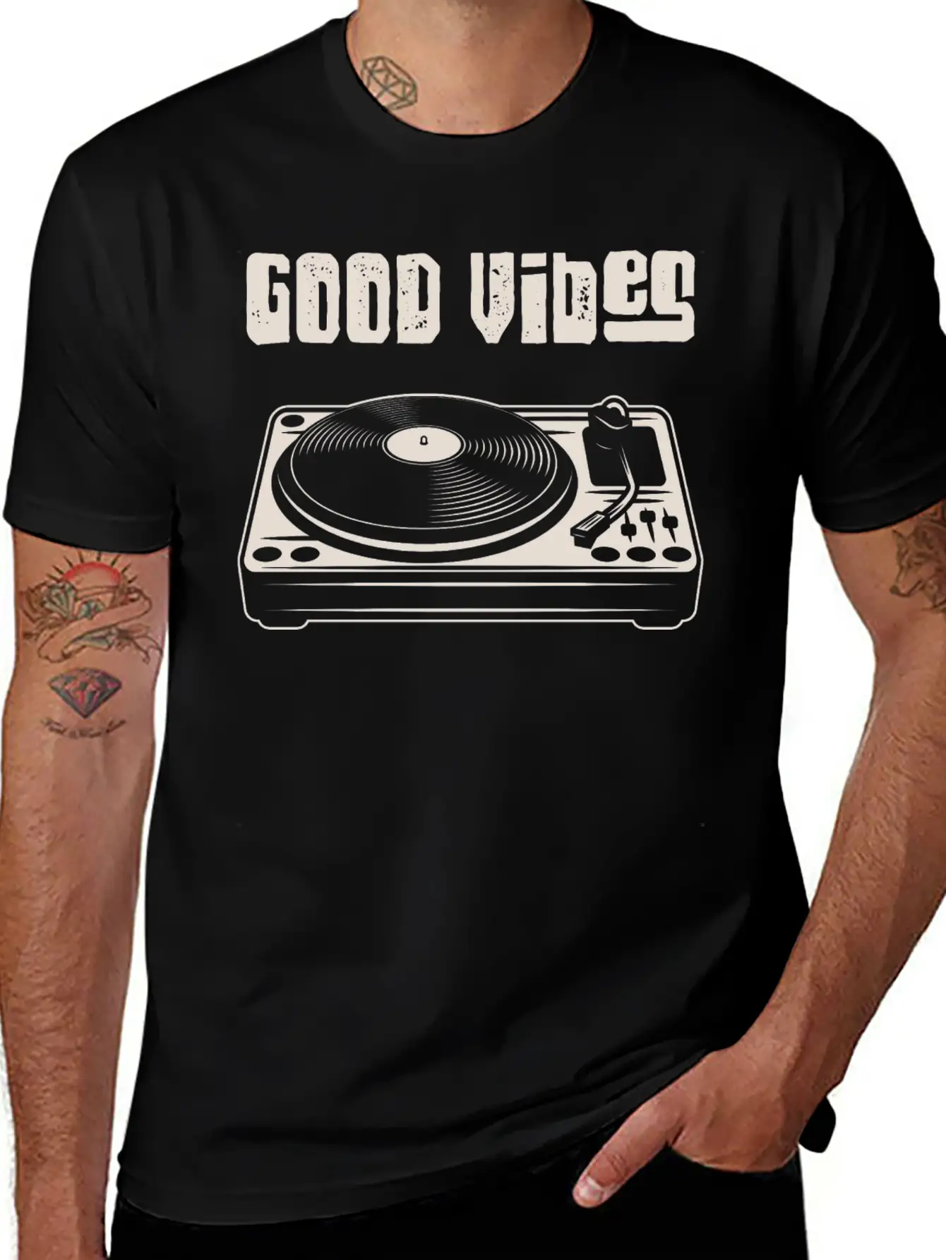 Vinyl Turntable Music DJ Record Essential Cotton Tee For Daily Outfits ¨C Unisex Style