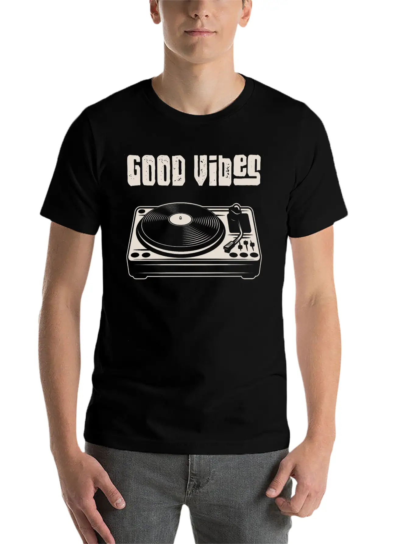 Vinyl Turntable Music DJ Record Essential Cotton Tee For Daily Outfits ¨C Unisex Style