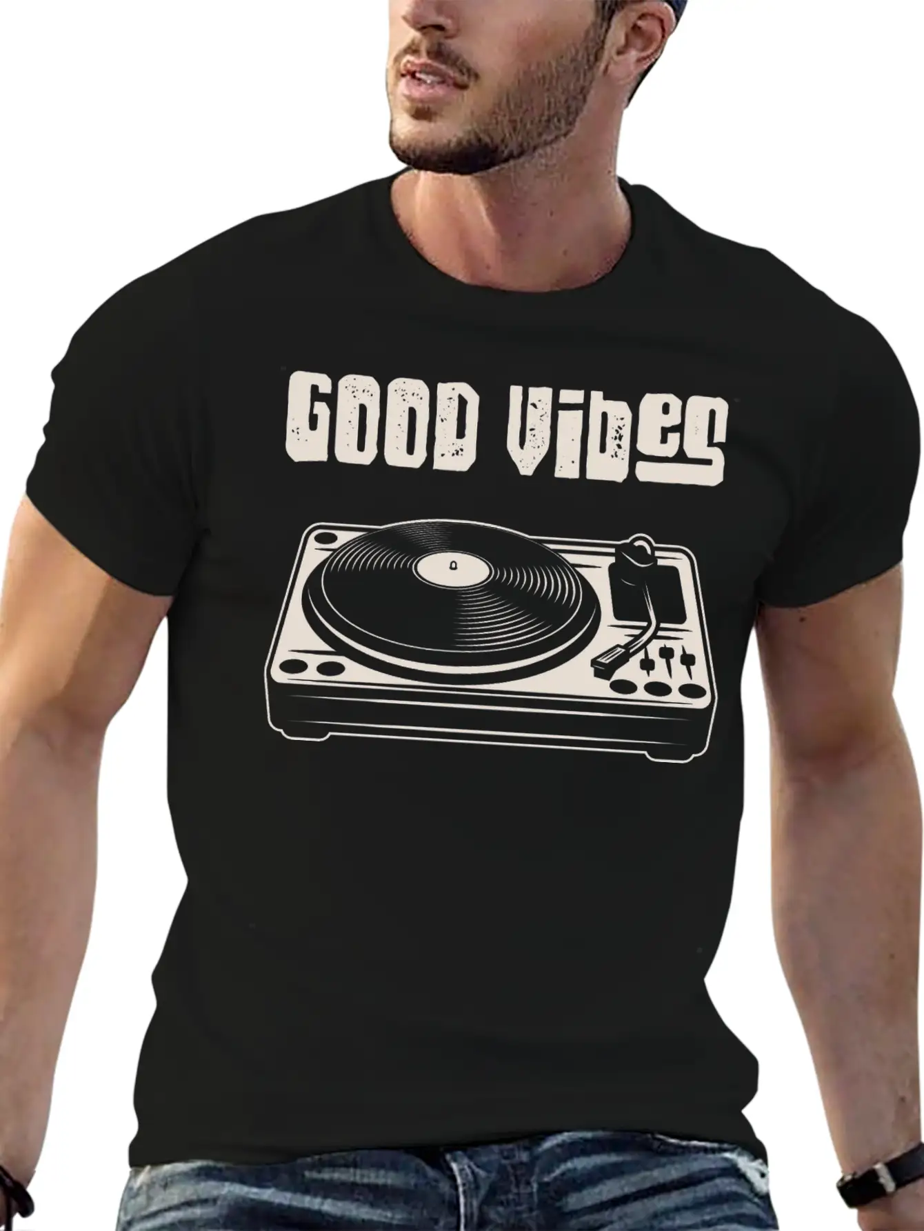 Vinyl Turntable Music DJ Record Essential Cotton Tee For Daily Outfits ¨C Unisex Style
