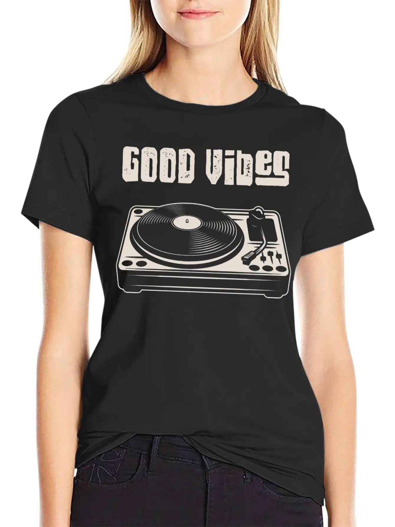 Vinyl Turntable Music DJ Record Essential Cotton Tee For Daily Outfits ¨C Unisex Style