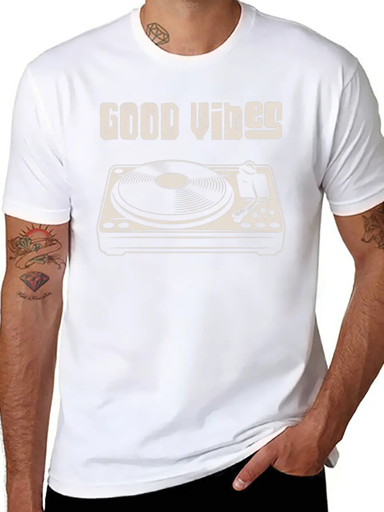 Vinyl Turntable Music DJ Record Essential Cotton Tee For Daily Outfits ¨C Unisex Style