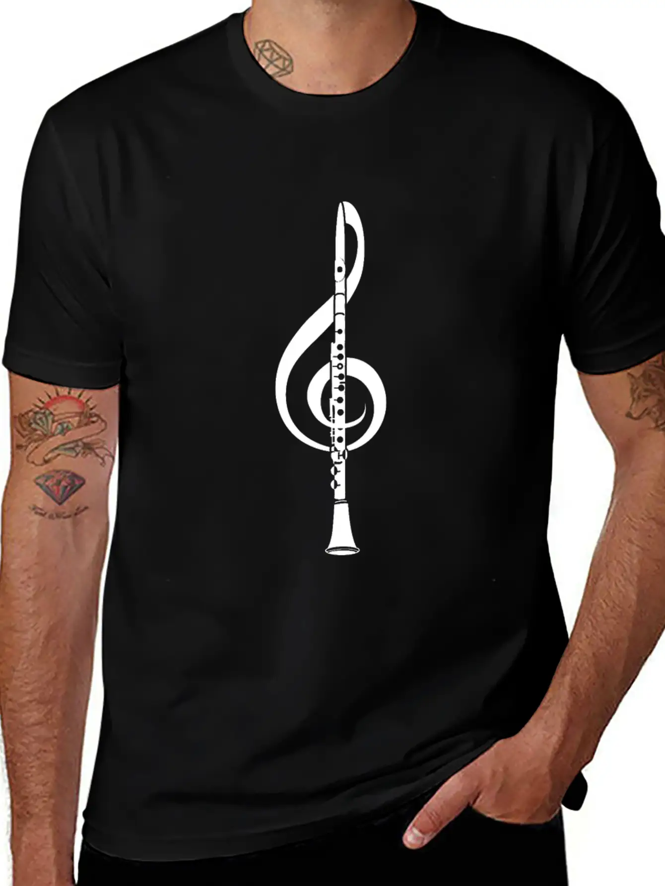 Violin Key Flutist And Musician Gift Basic Graphic T-Shirt ¨C Daily Comfort In Soft Cotton