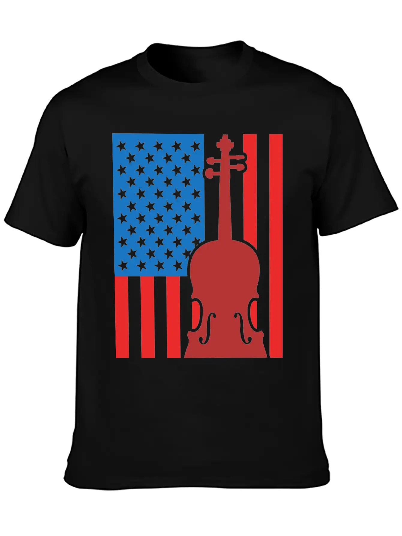 Violin USA Flag Essential Cotton Tee For Daily Outfits ¨C Unisex Style