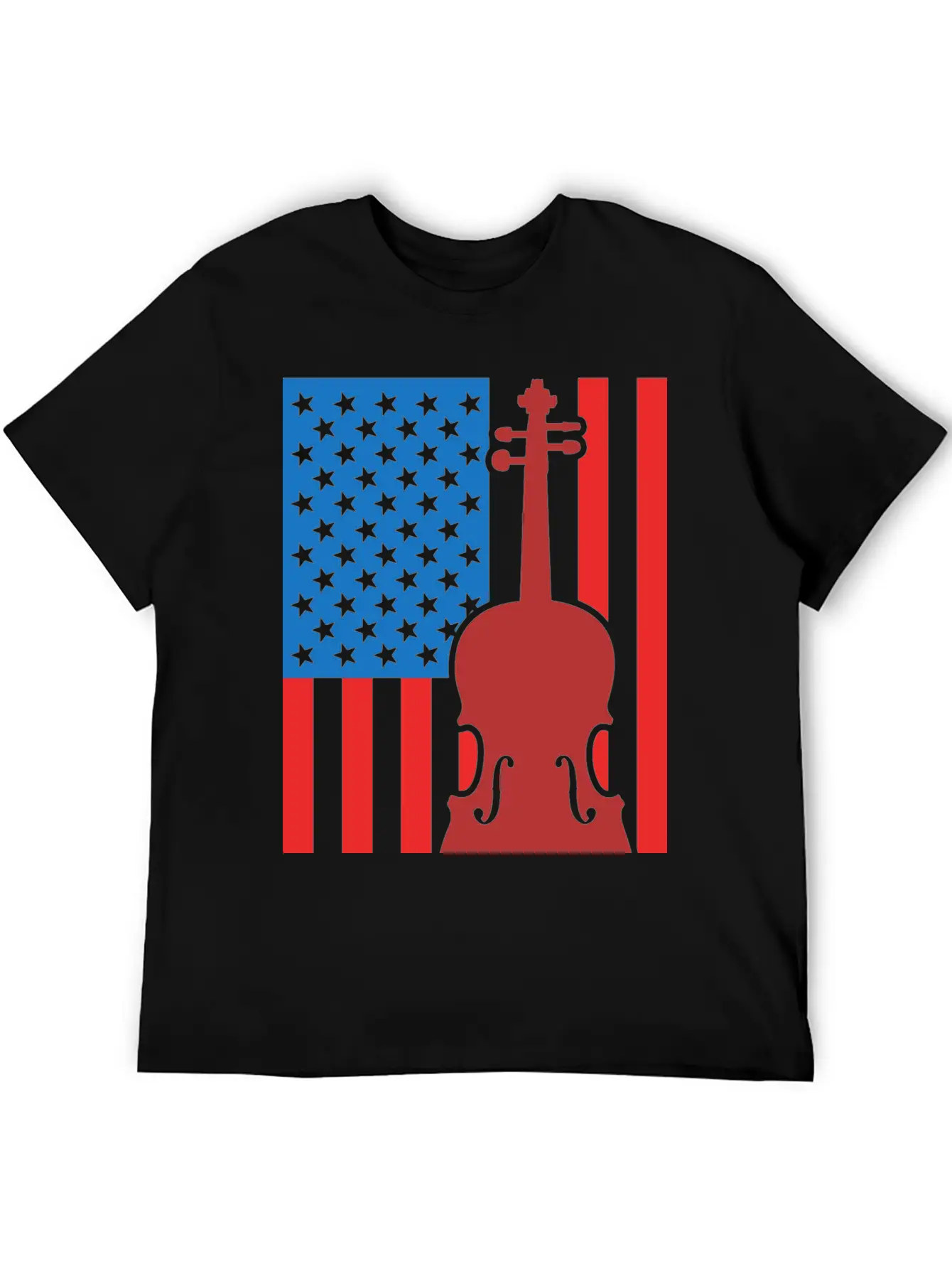 Violin USA Flag Essential Cotton Tee For Daily Outfits ¨C Unisex Style