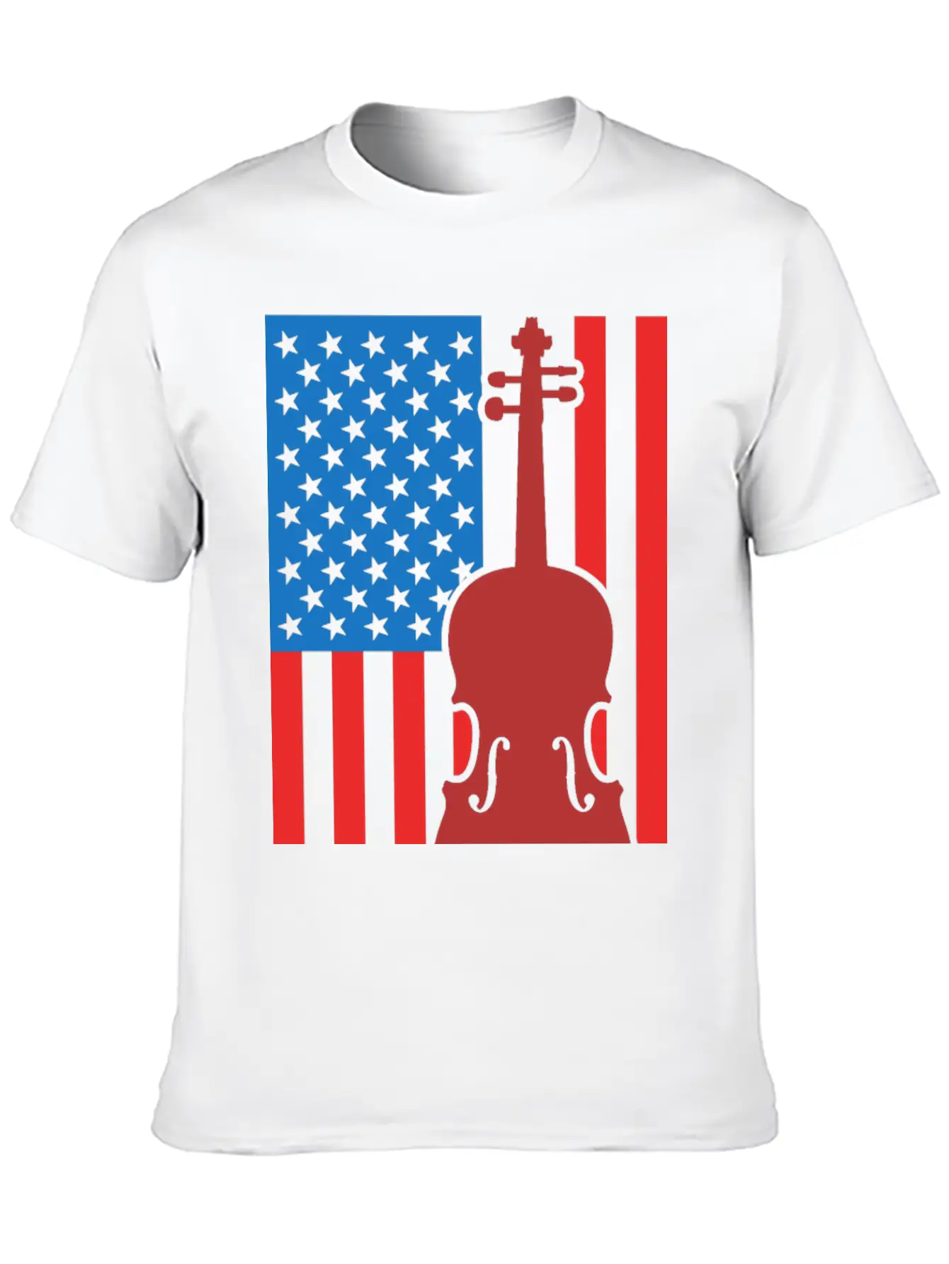 Violin USA Flag Essential Cotton Tee For Daily Outfits ¨C Unisex Style
