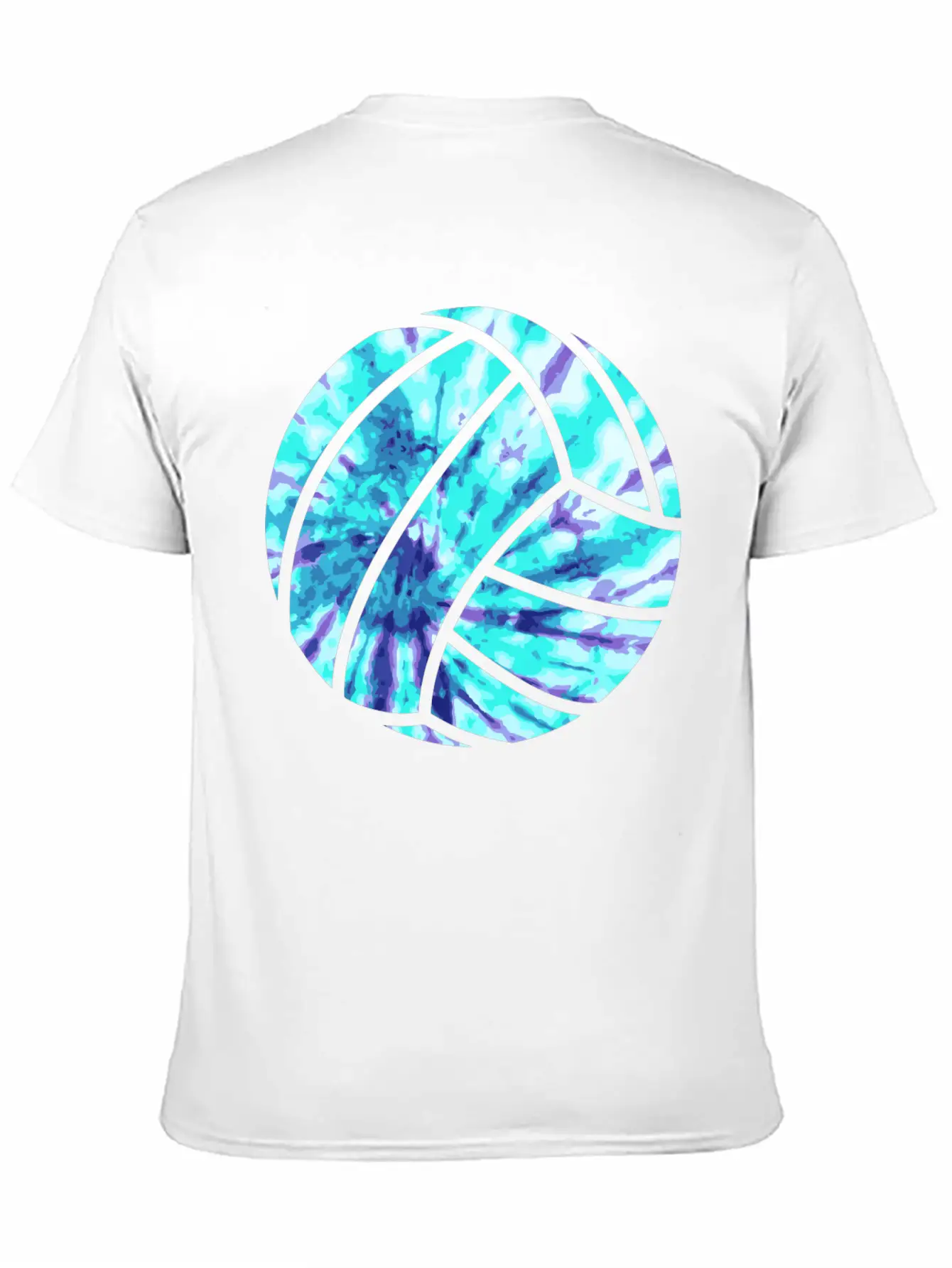 Volleyball Tie Dye Look Blue Purple Great For Boys Essential Cotton Tee For Daily Outfits ¨C Unisex Style