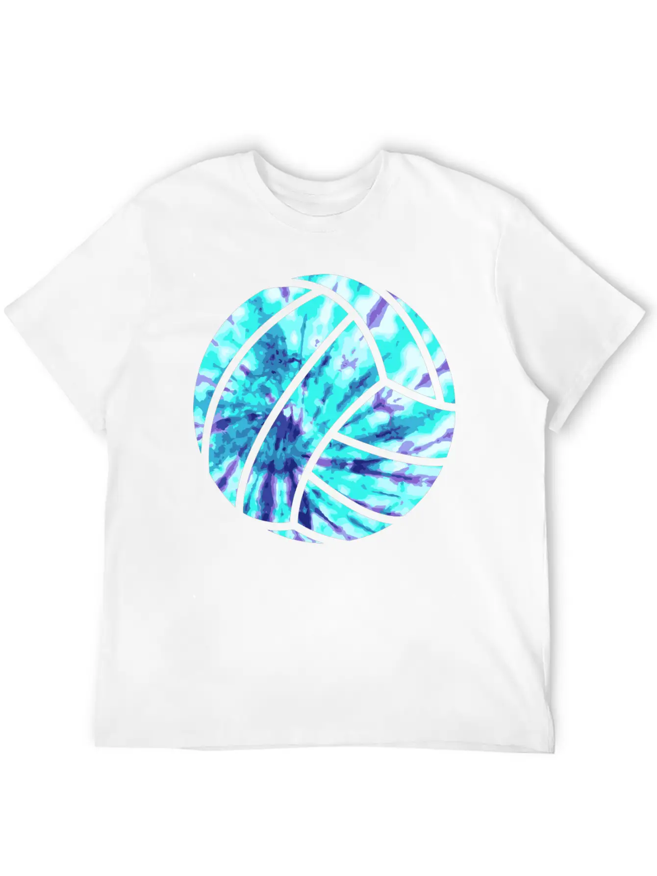 Volleyball Tie Dye Look Blue Purple Great For Boys Essential Cotton Tee For Daily Outfits ¨C Unisex Style