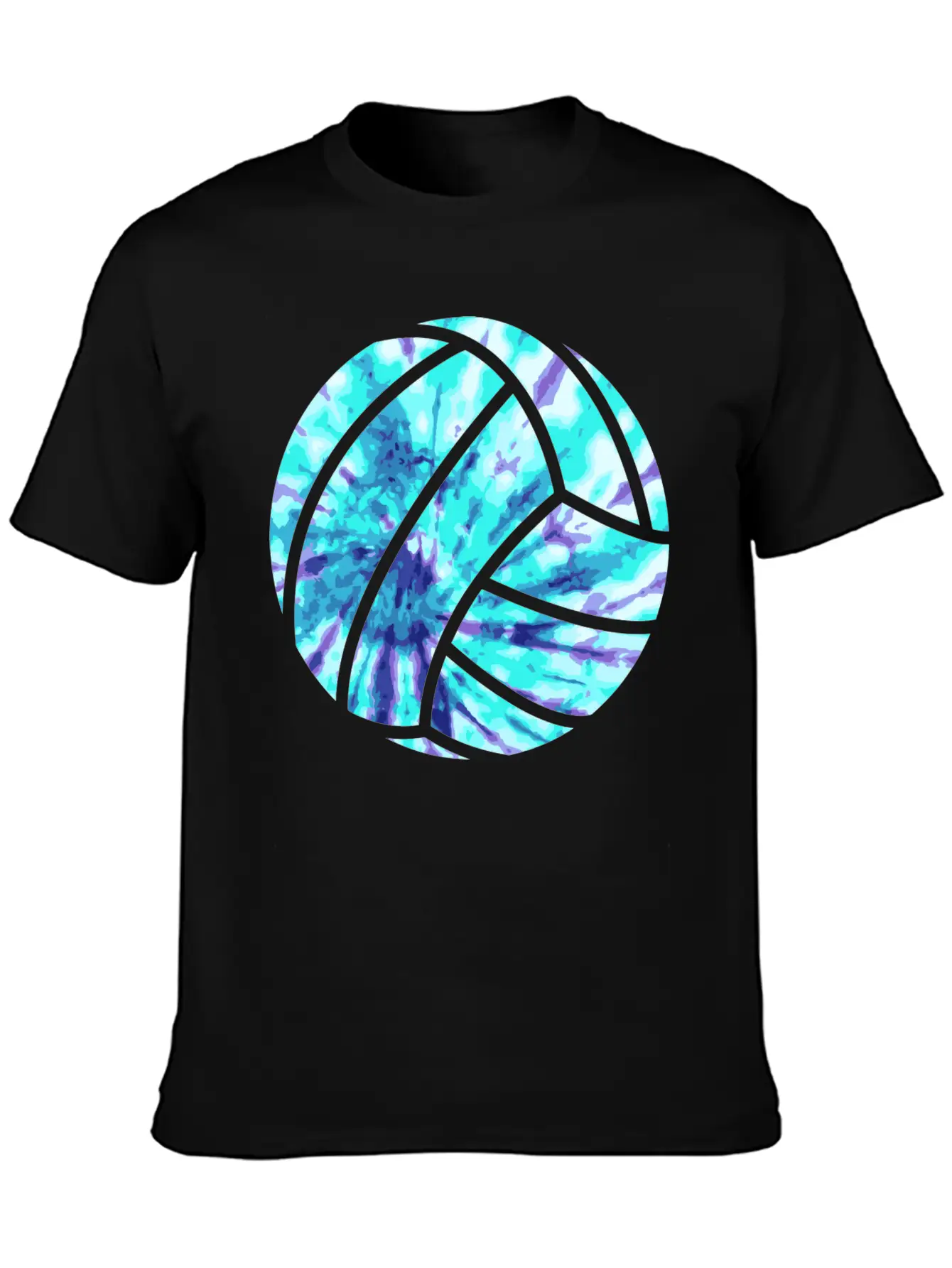 Volleyball Tie Dye Look Blue Purple Great For Boys Essential Cotton Tee For Daily Outfits ¨C Unisex Style