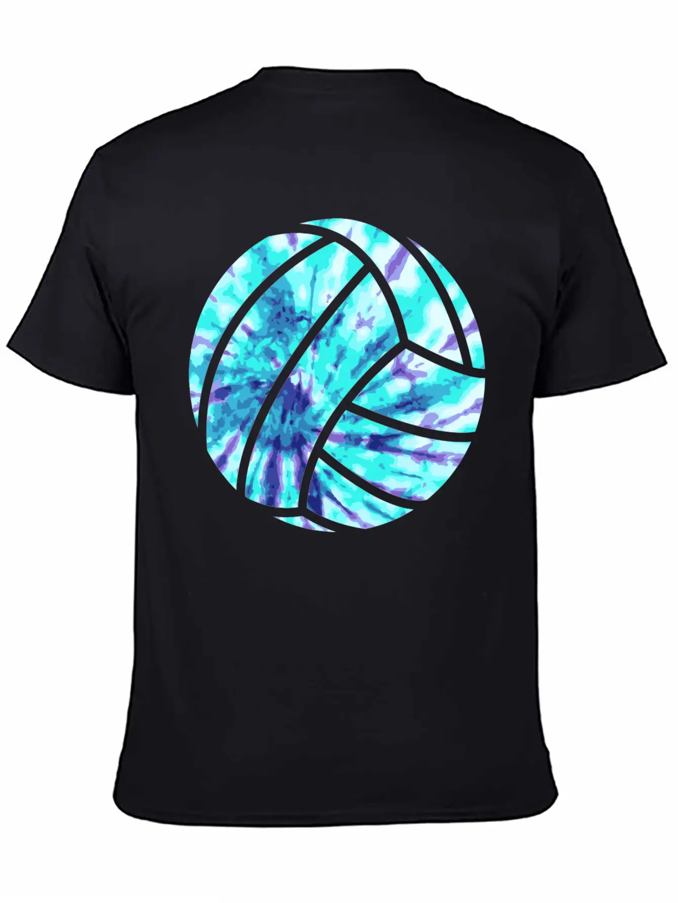 Volleyball Tie Dye Look Blue Purple Great For Boys Essential Cotton Tee For Daily Outfits ¨C Unisex Style
