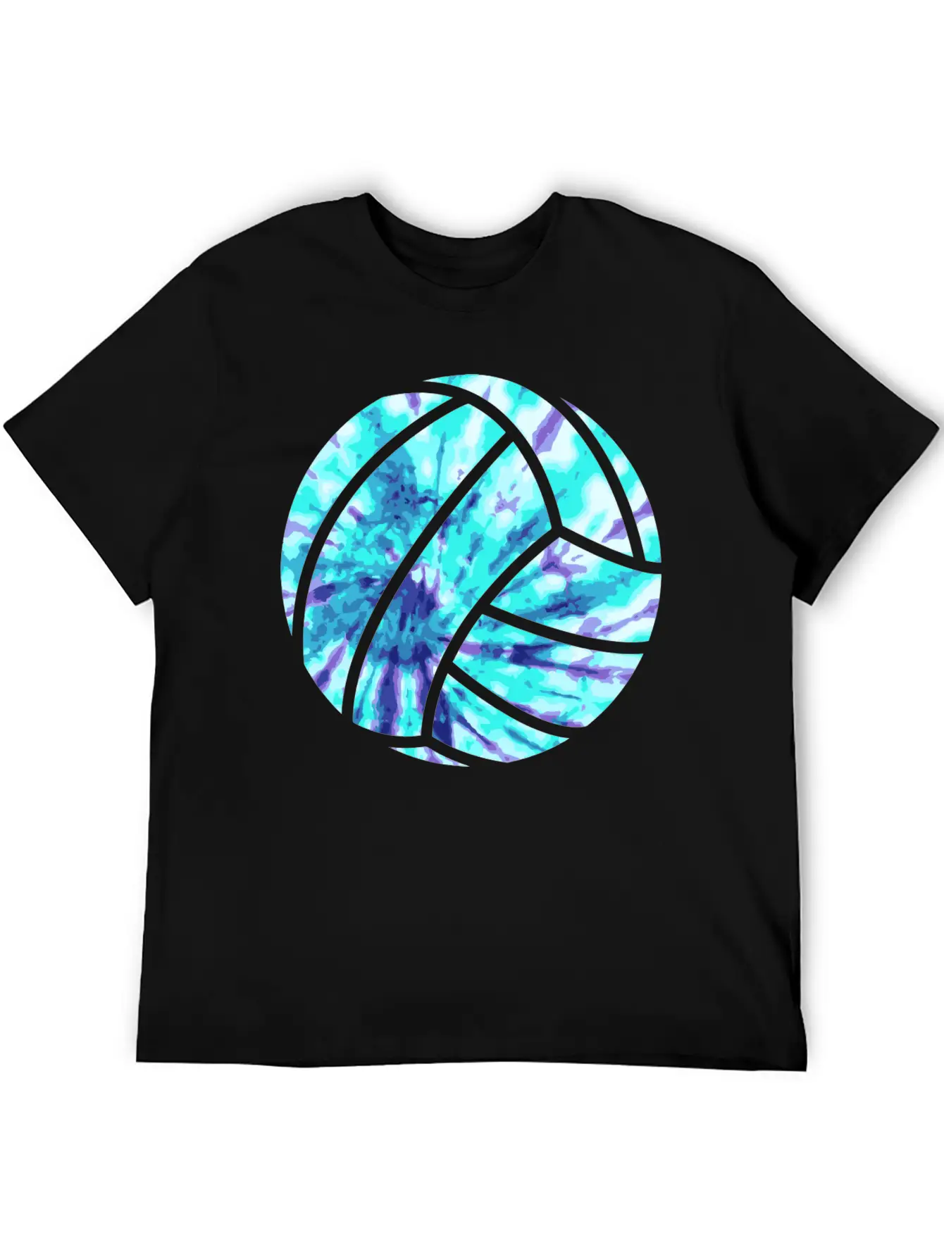 Volleyball Tie Dye Look Blue Purple Great For Boys Essential Cotton Tee For Daily Outfits ¨C Unisex Style