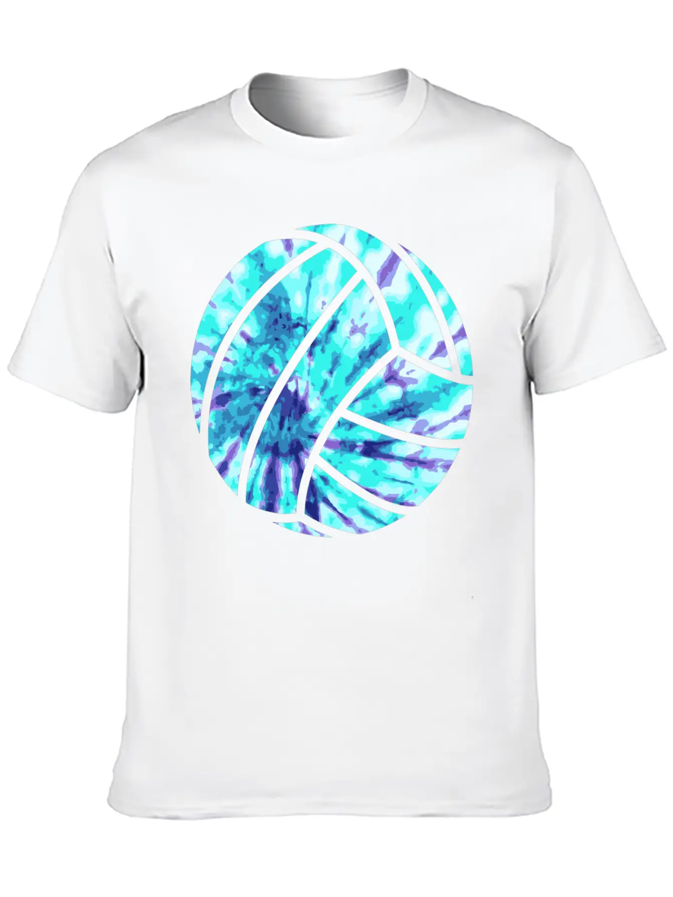 Volleyball Tie Dye Look Blue Purple Great For Boys Essential Cotton Tee For Daily Outfits ¨C Unisex Style