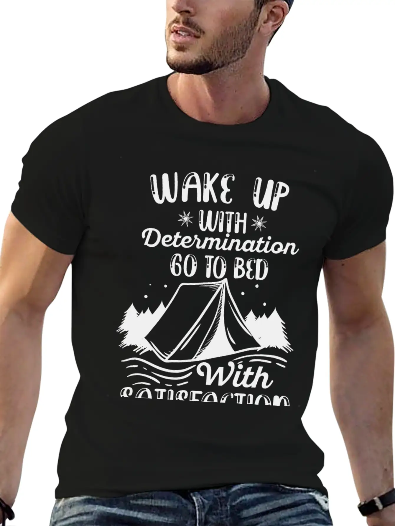 WAKE UP WITH DETERMINATION Basic Graphic T-Shirt ¨C Daily Comfort In Soft Cotton