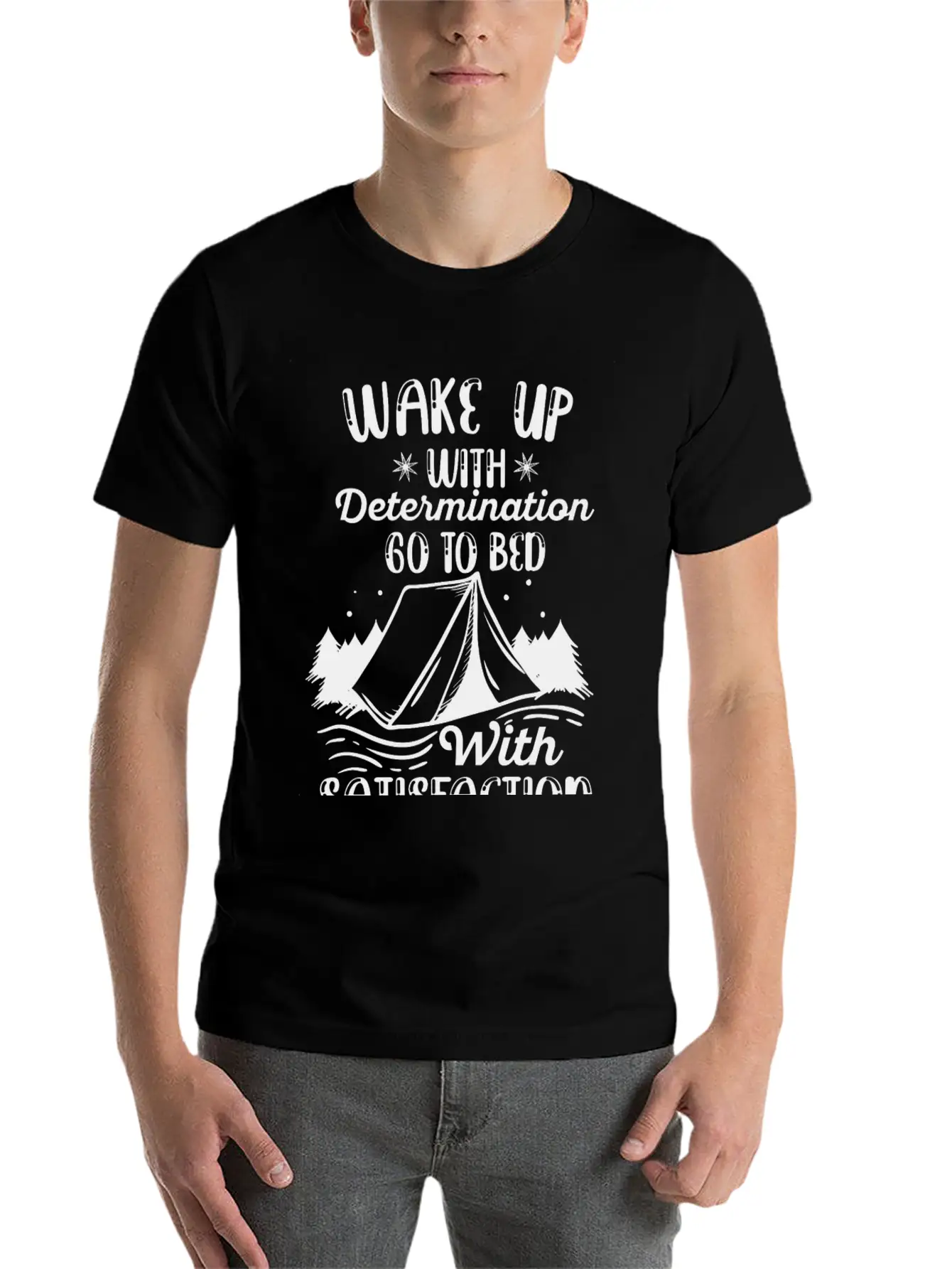 WAKE UP WITH DETERMINATION Basic Graphic T-Shirt ¨C Daily Comfort In Soft Cotton