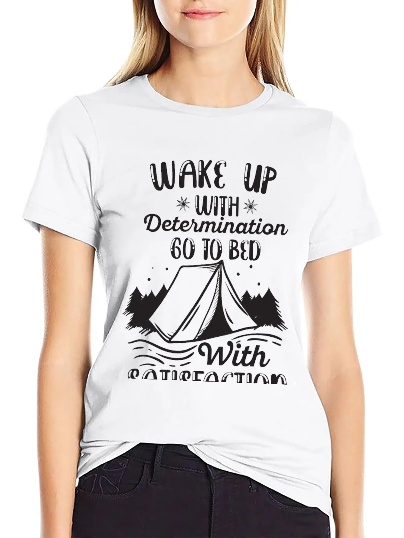 WAKE UP WITH DETERMINATION Basic Graphic T-Shirt ¨C Daily Comfort In Soft Cotton