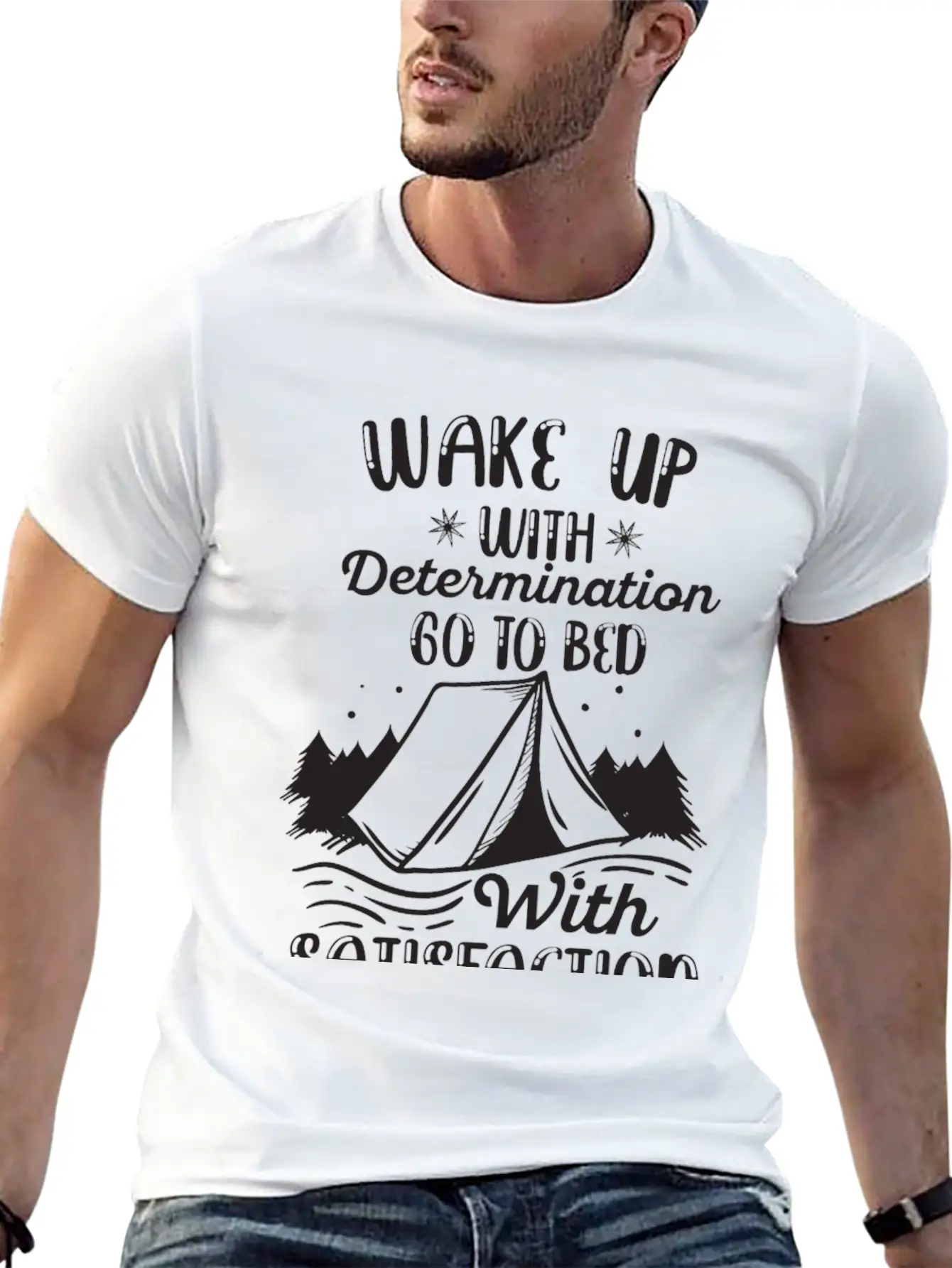 WAKE UP WITH DETERMINATION Basic Graphic T-Shirt ¨C Daily Comfort In Soft Cotton