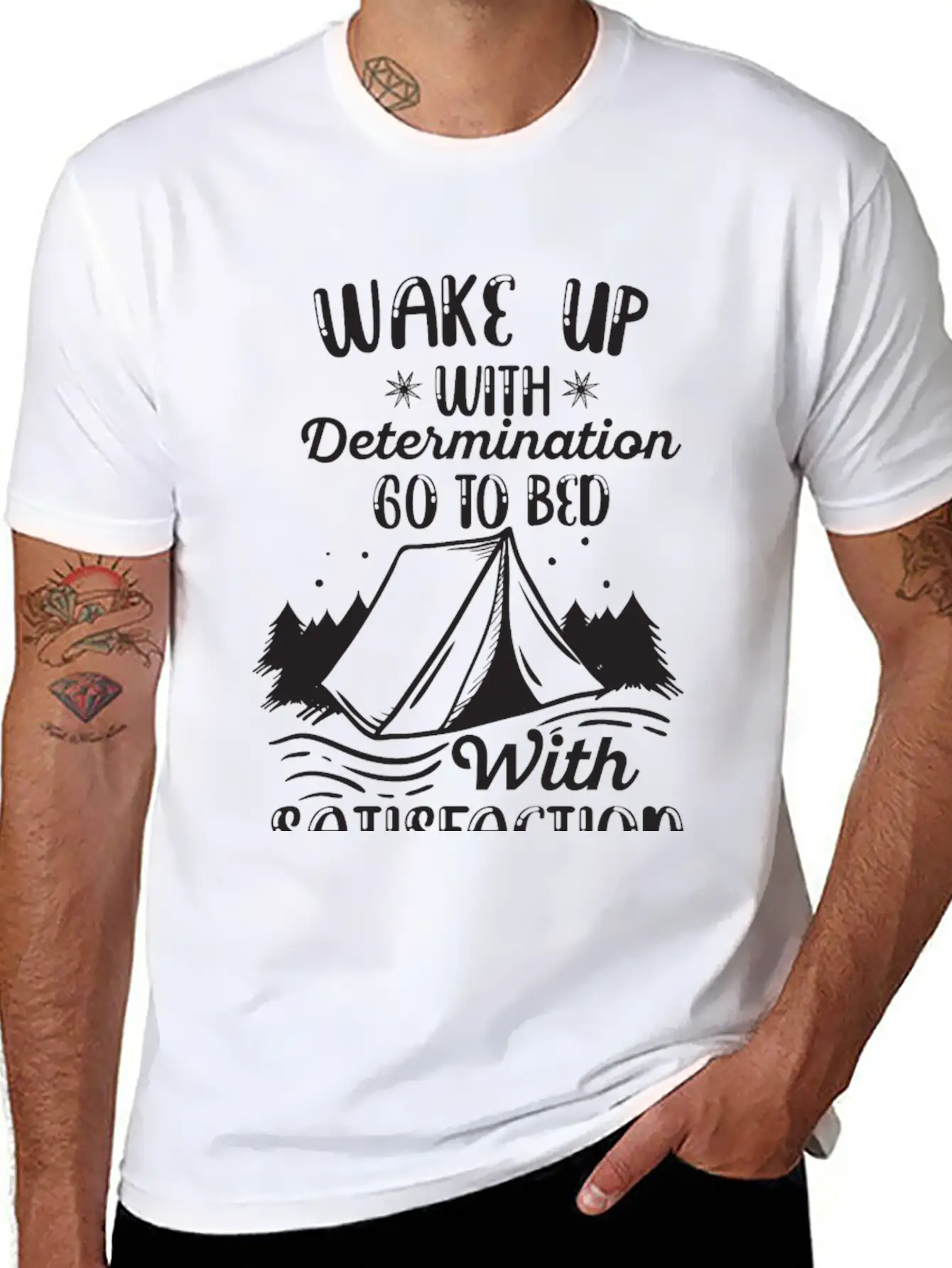 WAKE UP WITH DETERMINATION Basic Graphic T-Shirt ¨C Daily Comfort In Soft Cotton