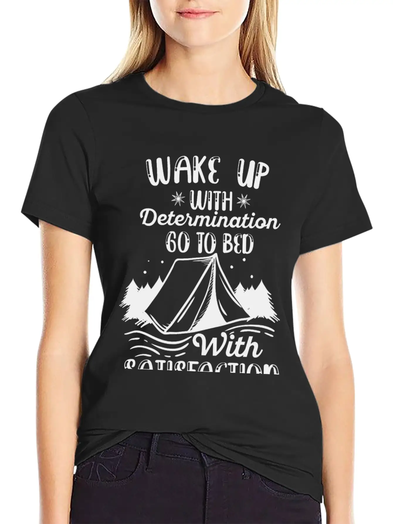 WAKE UP WITH DETERMINATION Basic Graphic T-Shirt ¨C Daily Comfort In Soft Cotton