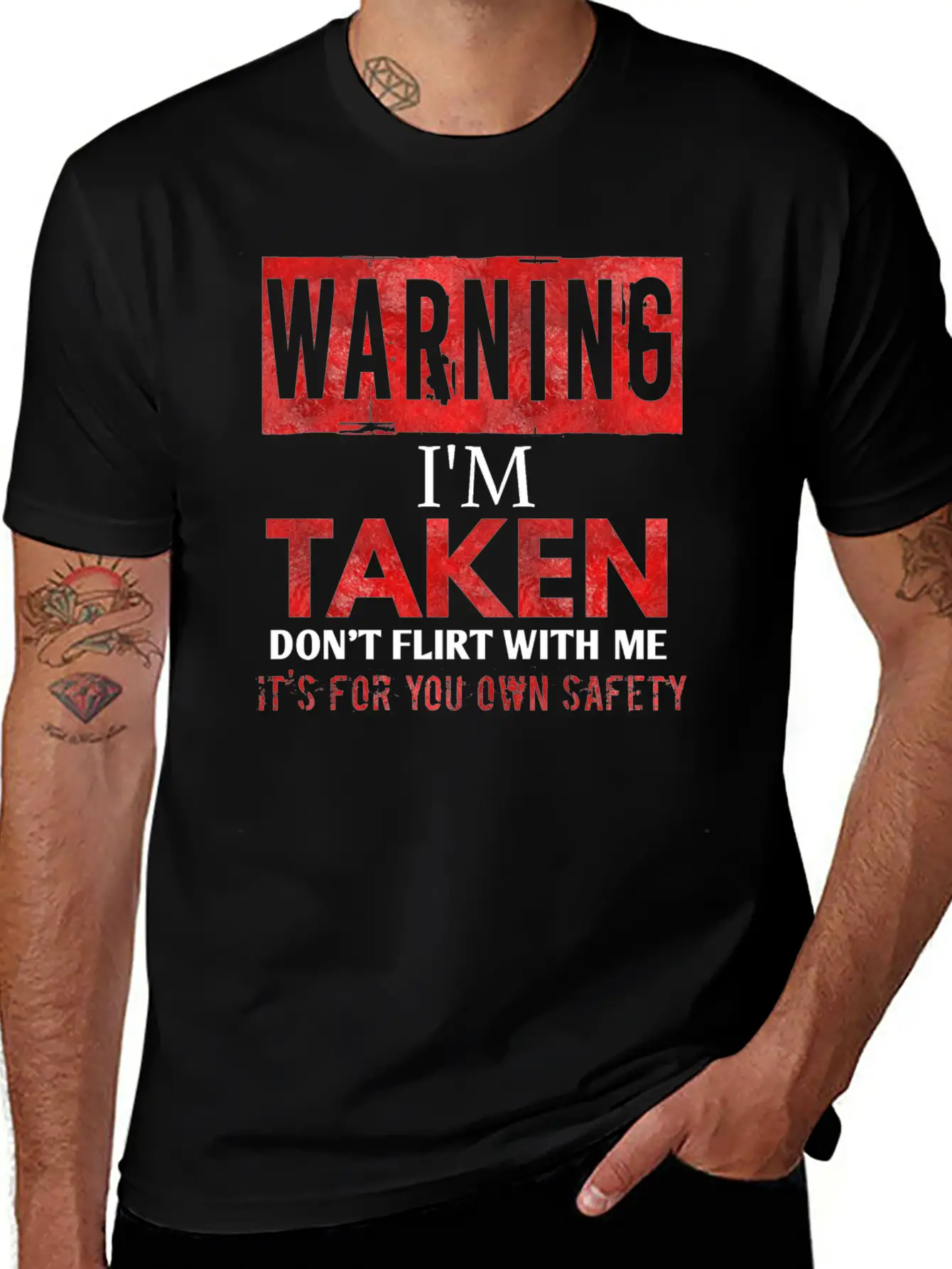 Warning I'm Taken Don't Flirt With Me Basic Graphic T-Shirt ¨C Daily Comfort In Soft Cotton