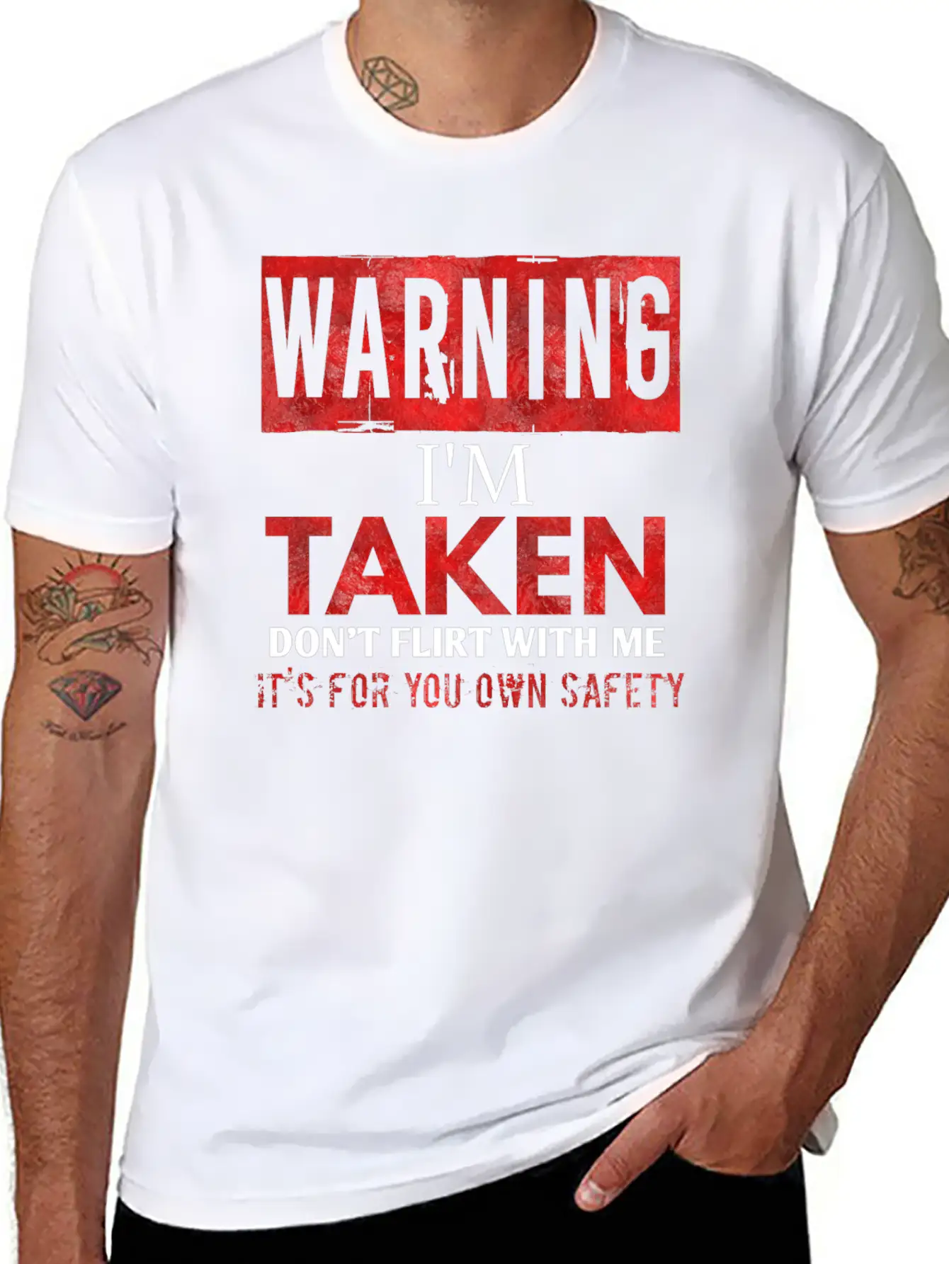 Warning I'm Taken Don't Flirt With Me Basic Graphic T-Shirt ¨C Daily Comfort In Soft Cotton