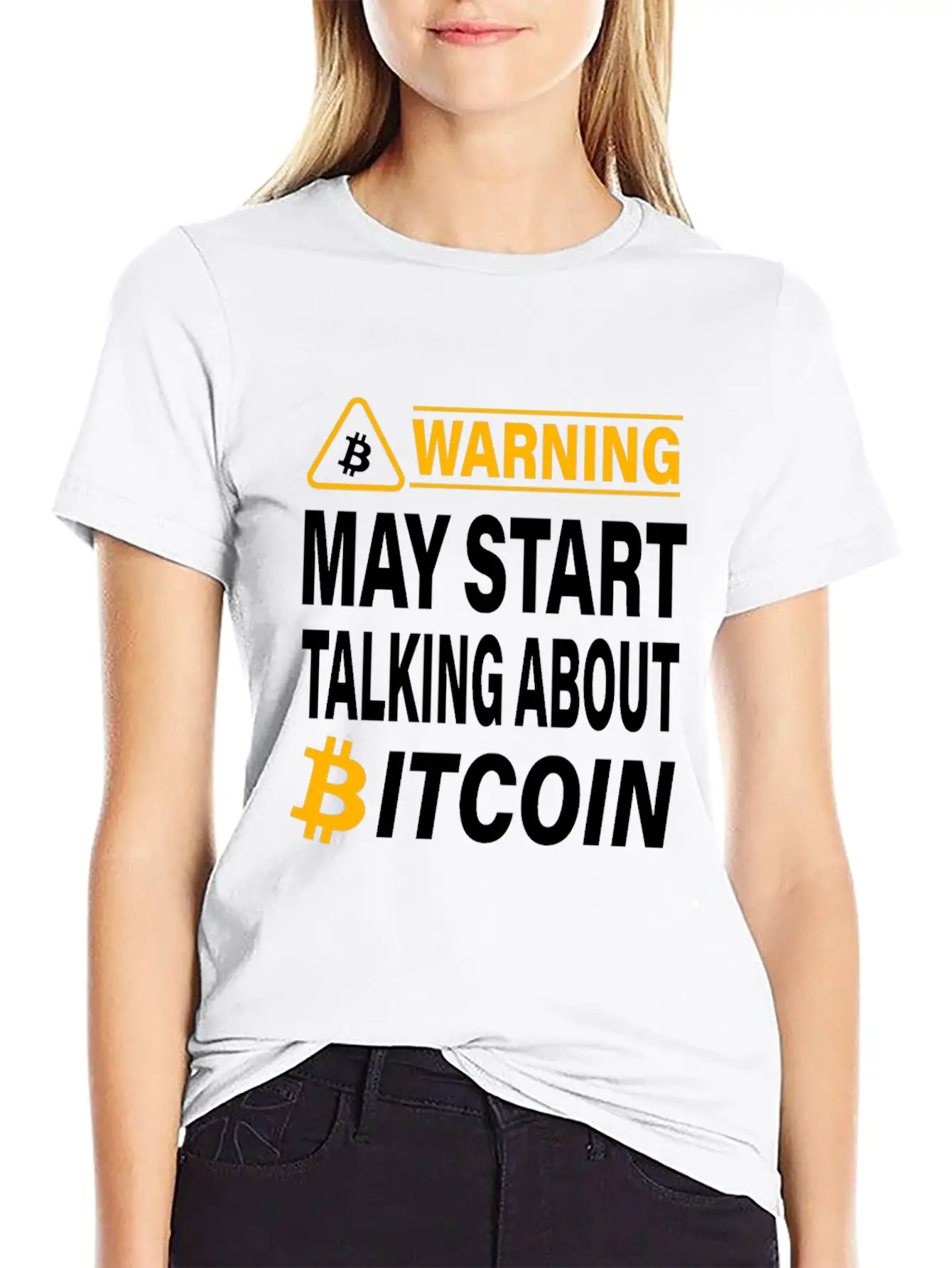 Warning May Start Talking About Bitcoin BTC Unisex Casual T-Shirt ¨C Clean Design For Daily Comfort