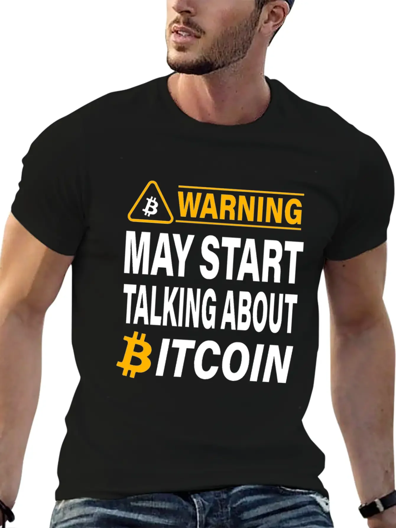 Warning May Start Talking About Bitcoin BTC Unisex Casual T-Shirt ¨C Clean Design For Daily Comfort