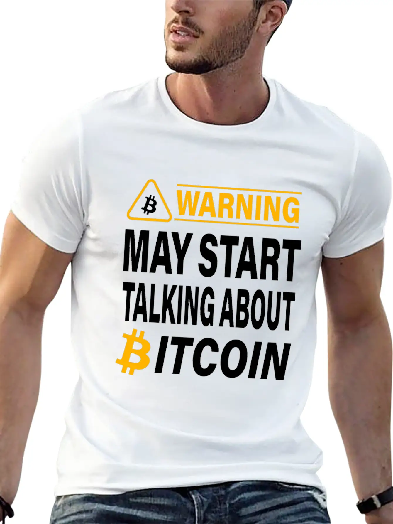 Warning May Start Talking About Bitcoin BTC Unisex Casual T-Shirt ¨C Clean Design For Daily Comfort
