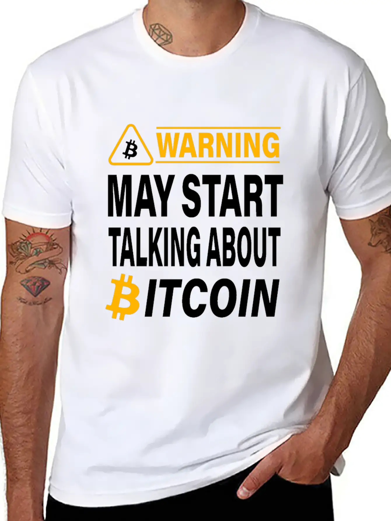 Warning May Start Talking About Bitcoin BTC Unisex Casual T-Shirt ¨C Clean Design For Daily Comfort