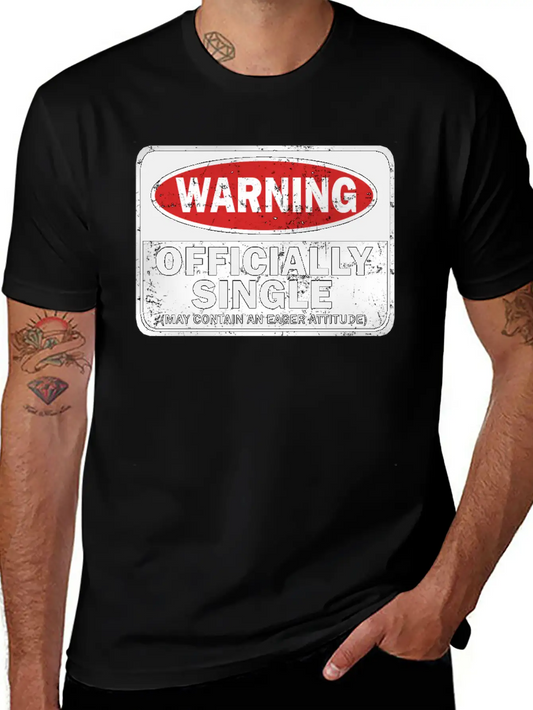 Warning Officially Single May Contain An Eager Soft Cotton Short Sleeve Tee ¨C Unisex Wardrobe Staple
