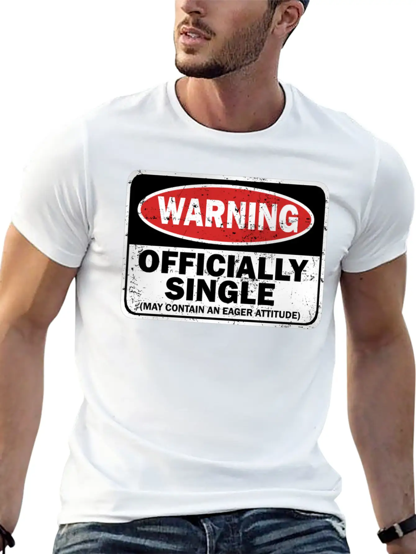 Warning Officially Single May Contain An Eager Soft Cotton Short Sleeve Tee ¨C Unisex Wardrobe Staple