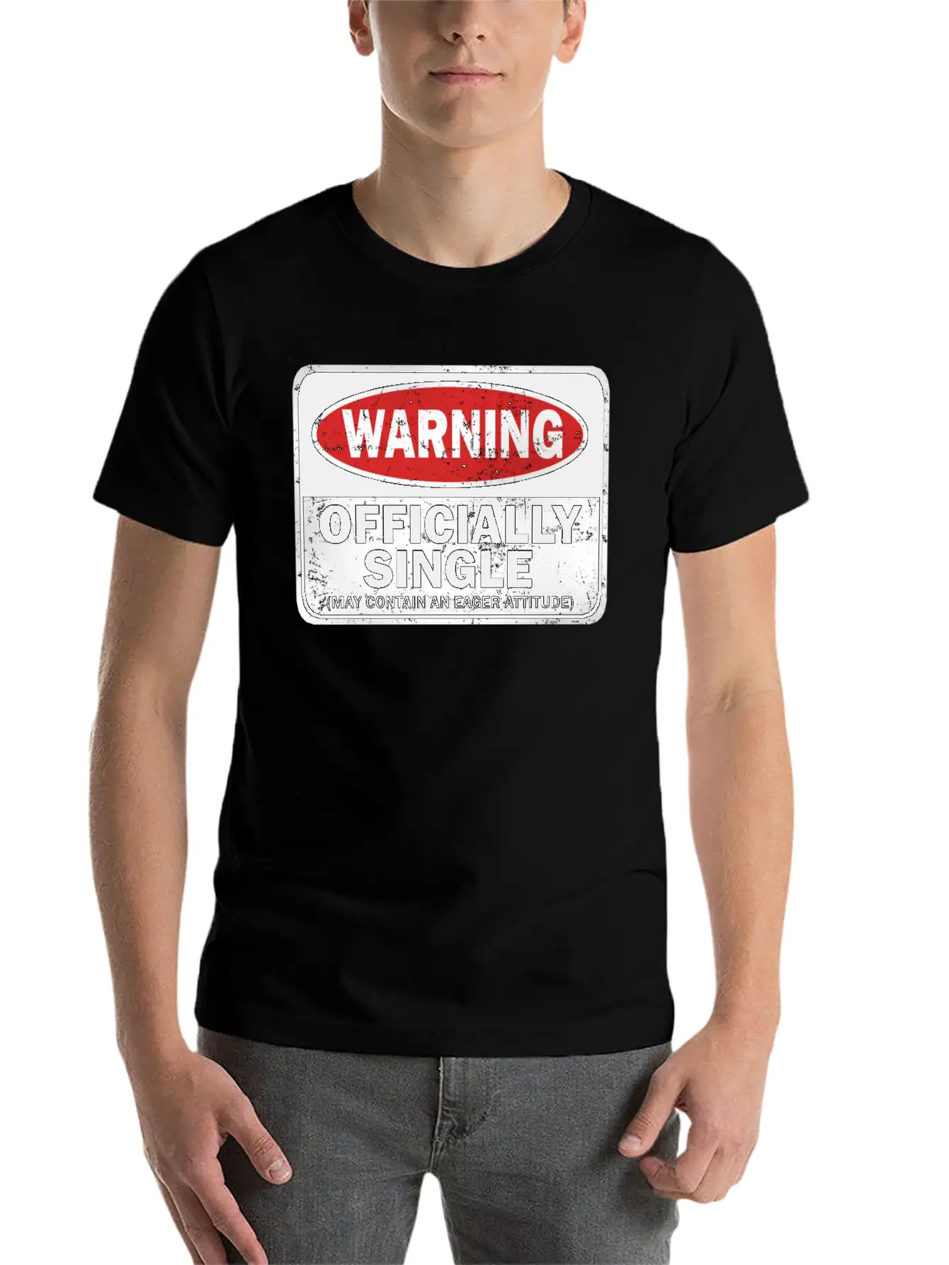 Warning Officially Single May Contain An Eager Soft Cotton Short Sleeve Tee ¨C Unisex Wardrobe Staple