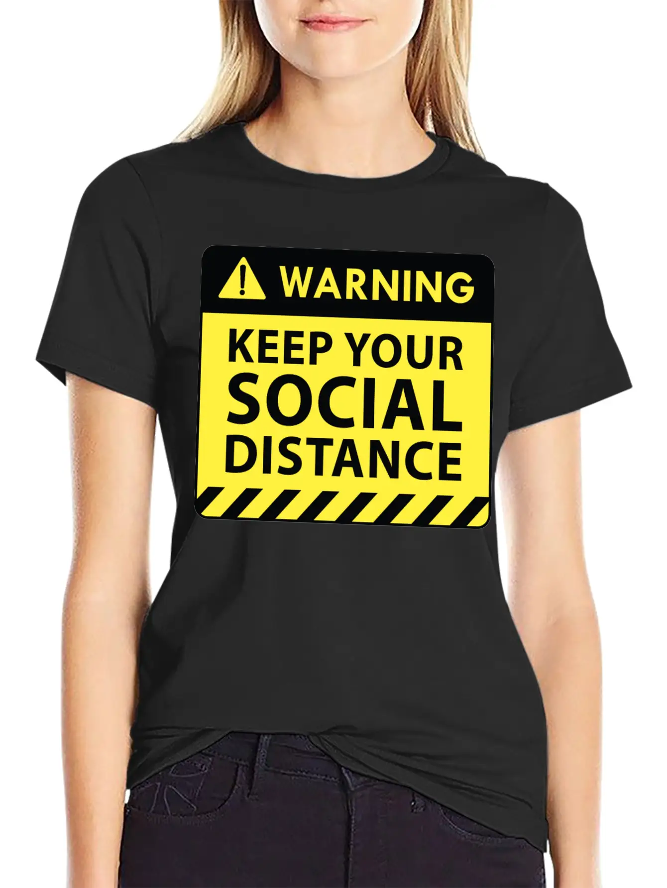 Warning Social Distance Basic Graphic T-Shirt ¨C Daily Comfort In Soft Cotton