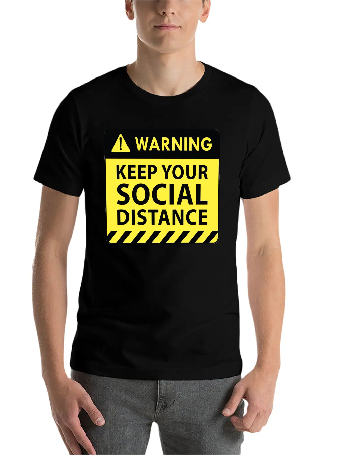 Warning Social Distance Basic Graphic T-Shirt ¨C Daily Comfort In Soft Cotton
