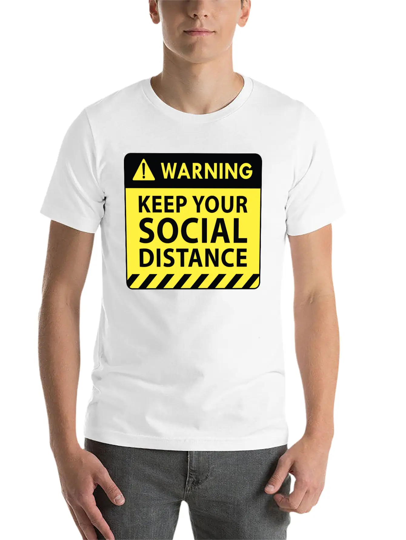 Warning Social Distance Basic Graphic T-Shirt ¨C Daily Comfort In Soft Cotton