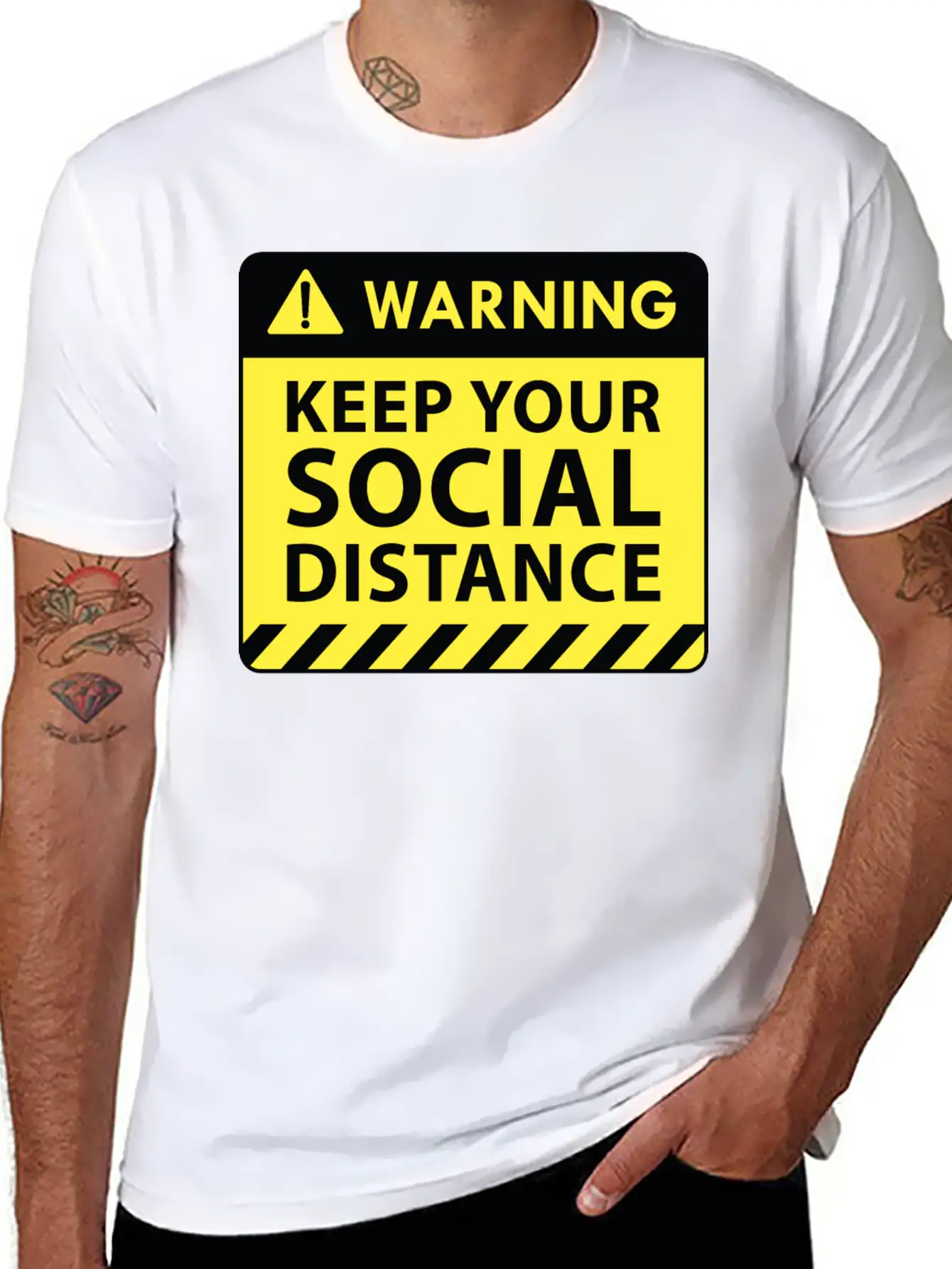Warning Social Distance Basic Graphic T-Shirt ¨C Daily Comfort In Soft Cotton