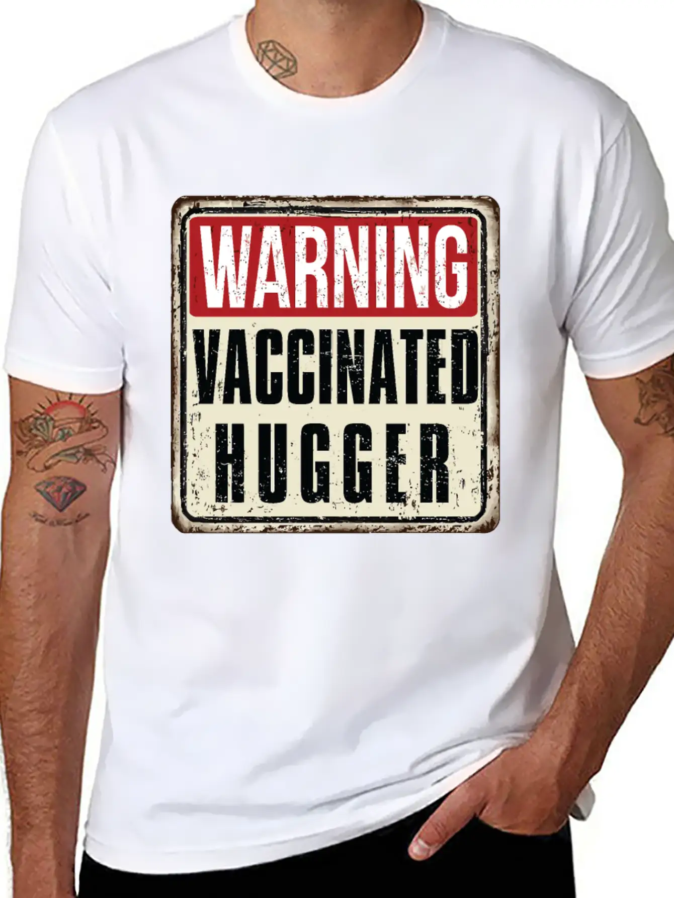 WARNING Vaccinated Hugger Basic Graphic T-Shirt ¨C Daily Comfort In Soft Cotton